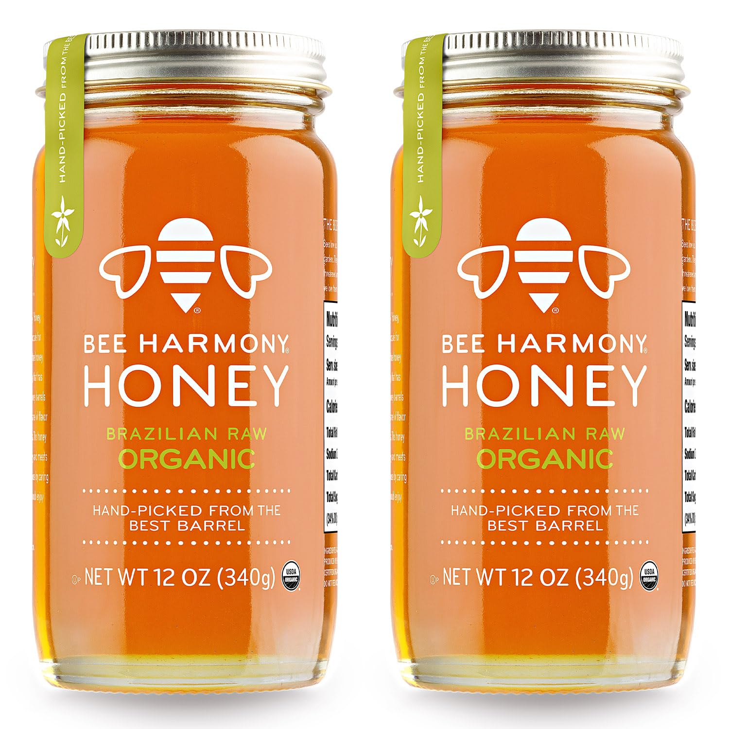 Bee Harmony Organic Raw Honey, 12 Ounce (Pack of 2 Jars)