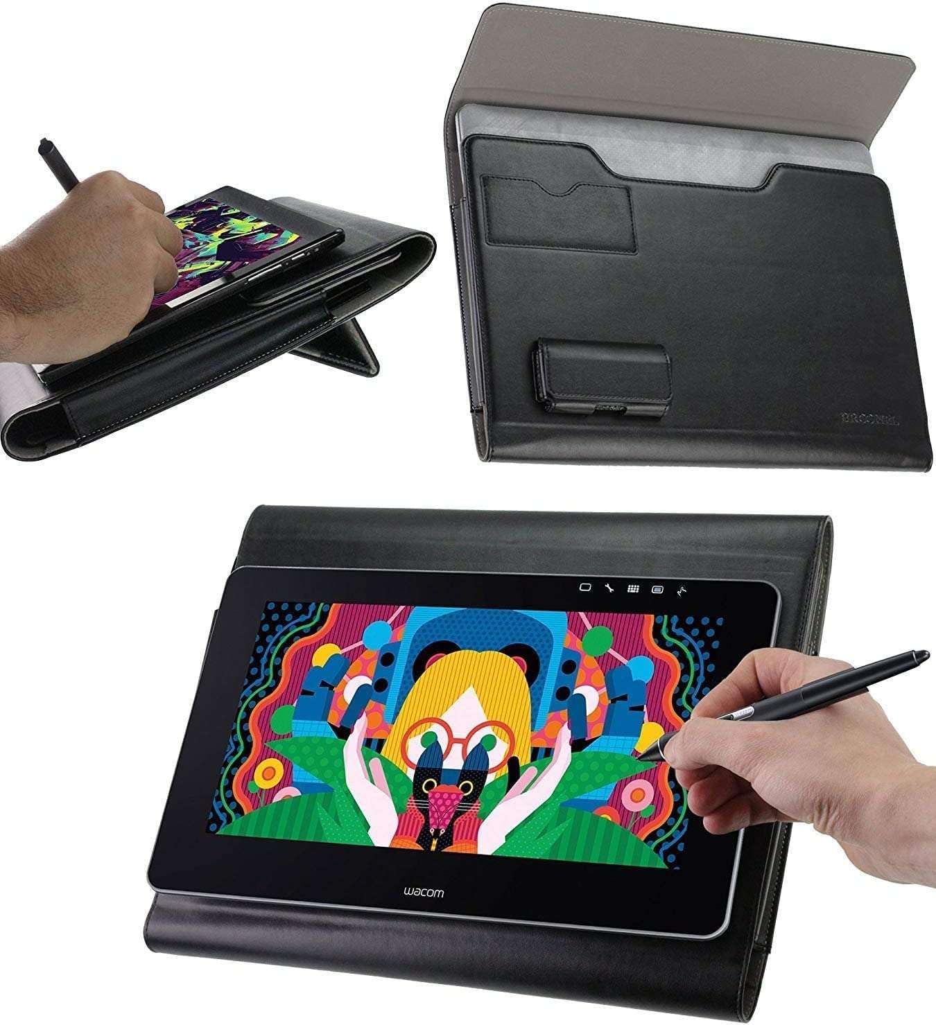 Leather Graphics Tablet Folio Case – Compatible with TECLAST F5R PC 360 Degree Rotatable 11.6″ Touch Screen