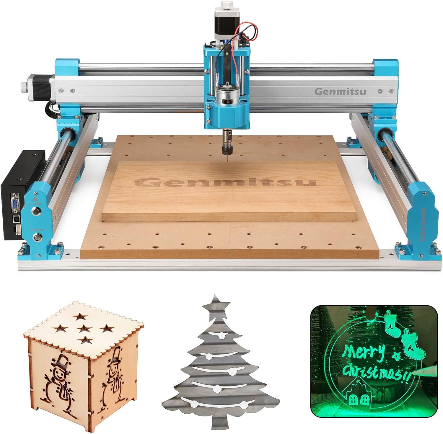 Genmitsu CNC Router Machine 4040-PRO for Woodworking Metal Acrylic Cutting Milling, GRBL Control, Lead Screw Driven, 3 Axis CNC Engraving Machine, Working Area 400 x 400 x 78mm (15.7” x 15.7” x 3.1”)