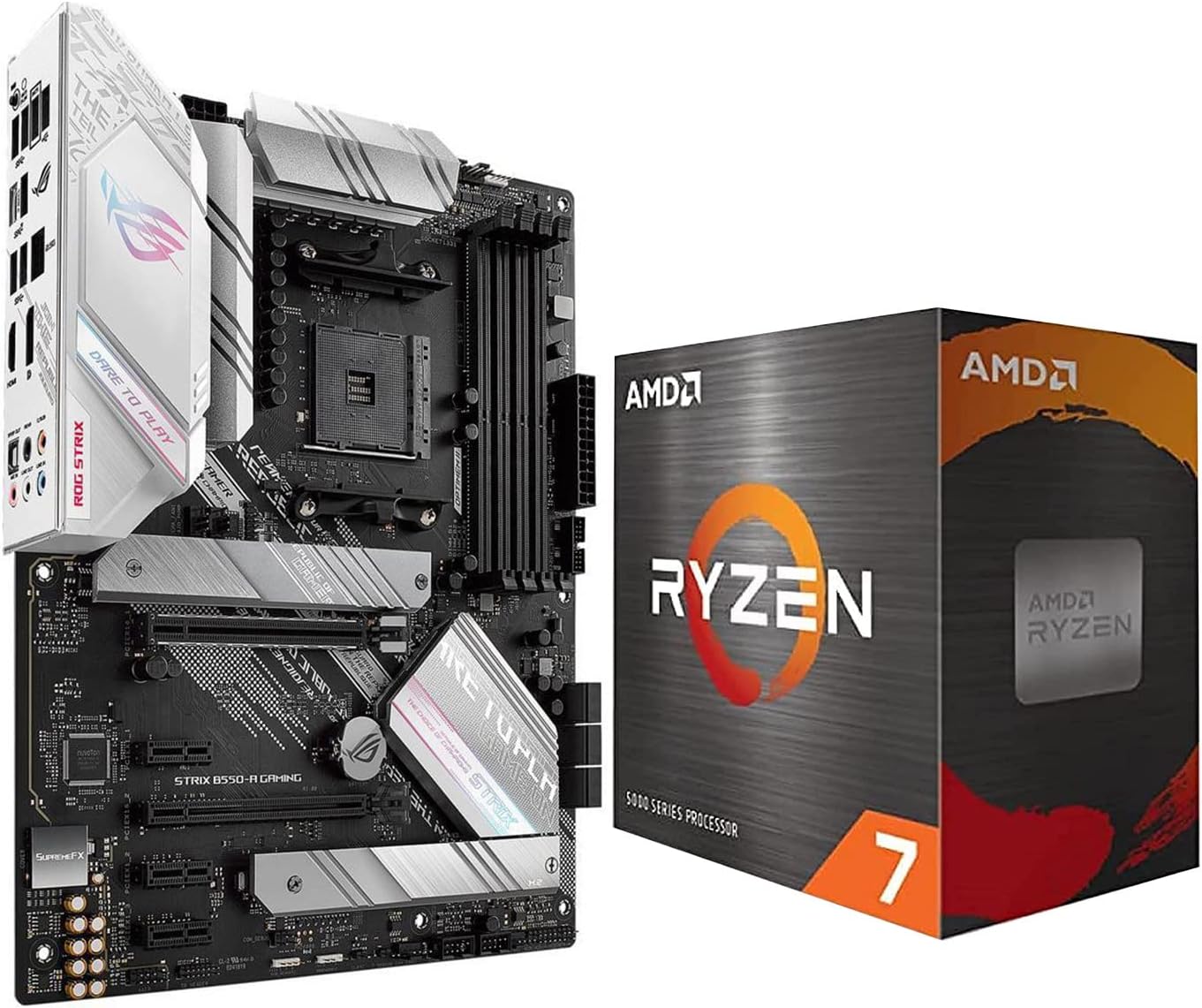 INLAND AMD Ryzen 7 5700X 8-Core 16-Thread Unlocked Desktop Processor with ASUS ROG Strix B550-A AMD AM4 Zen 3 Ryzen 5000 ATX Gaming Motherboard