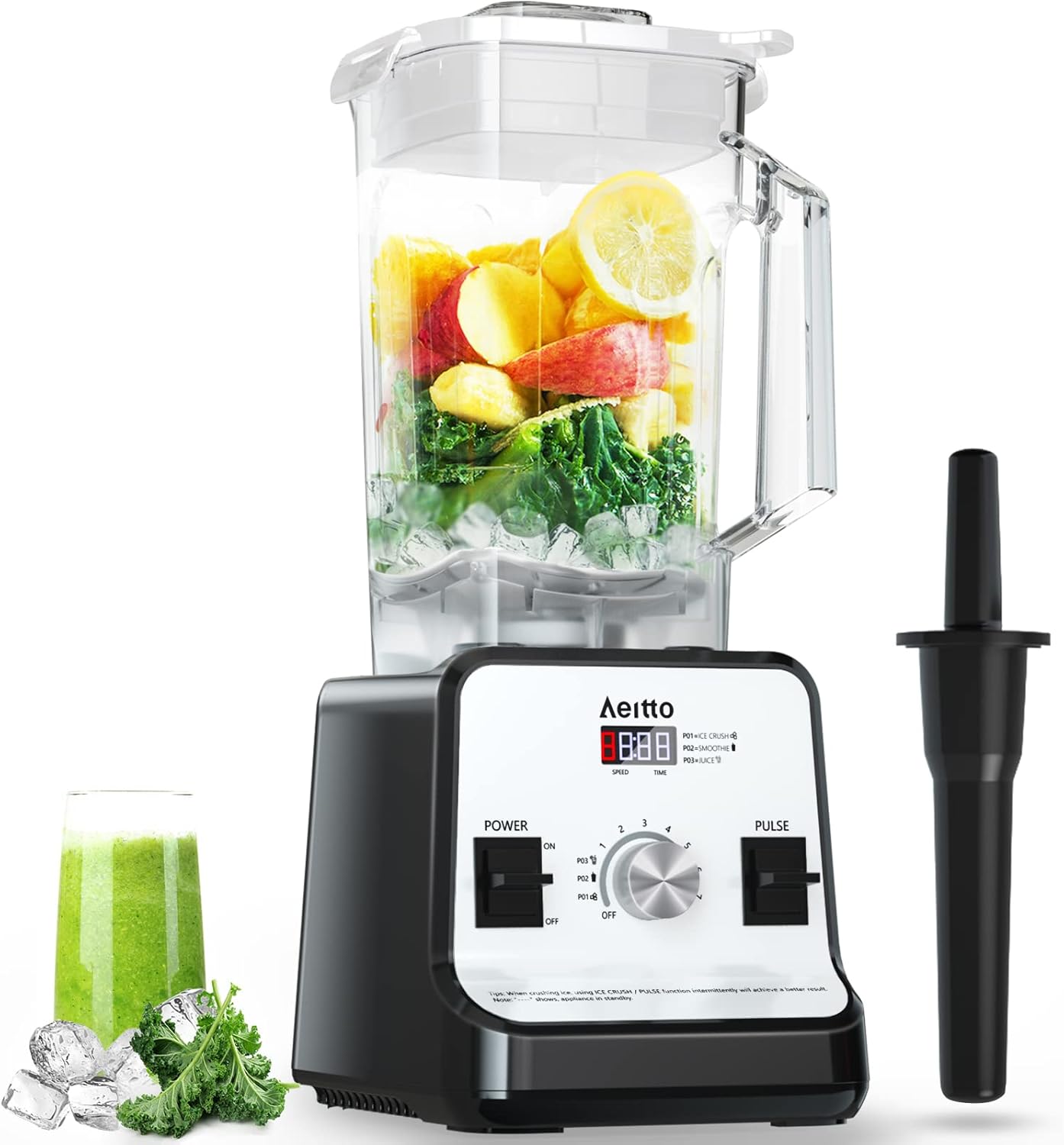 Aeitto Blender, Blenders for Kitchen with 1500-Watt Motor, 68 Oz Large Capacity, Professional Countertop Blenders for Ice Crush, Frozen Drinks, Silver