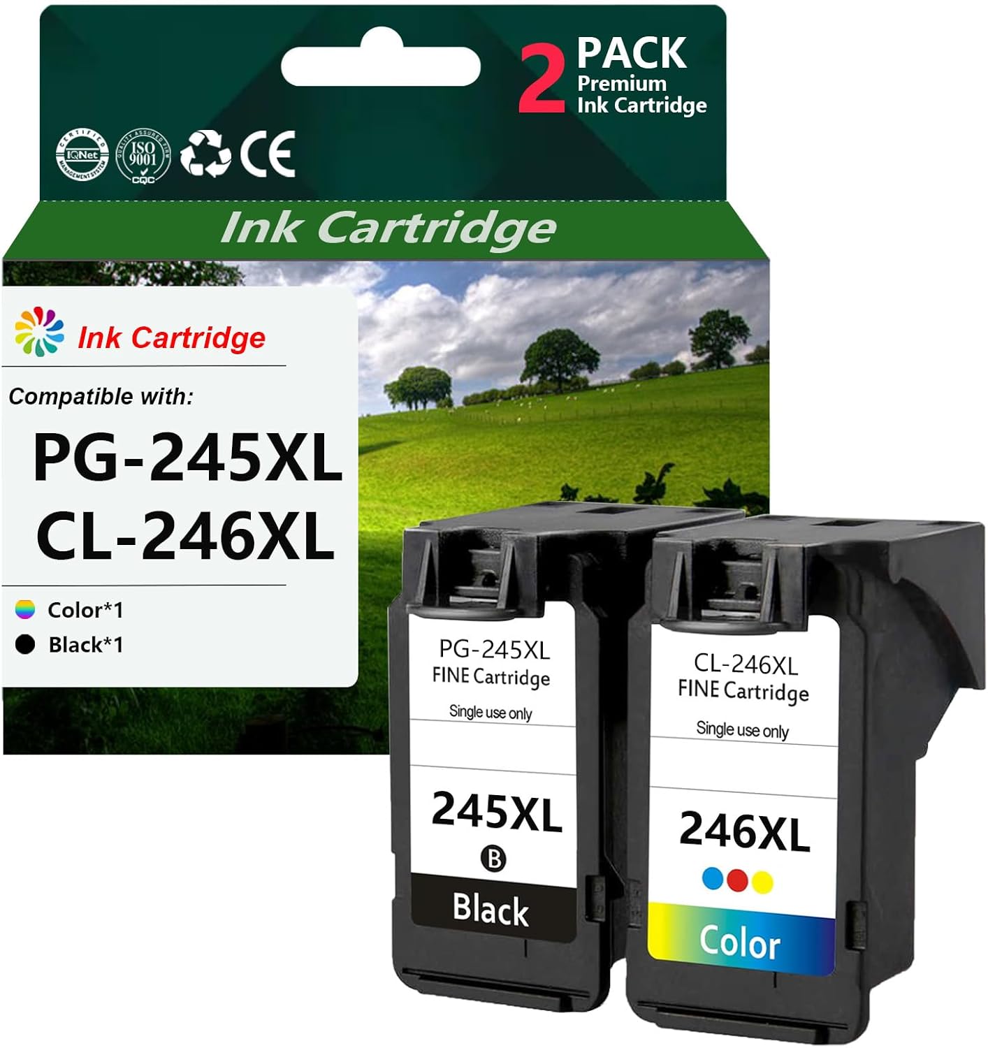 PG-245XL Black and CL-246XL Color Ink Cartridges Compatible for Canon PG-245XL CL-246XL for Canon Pixma IP2820 MG2420 MG2520 MG2920 MG2922 MG3020 TR4520 Printers