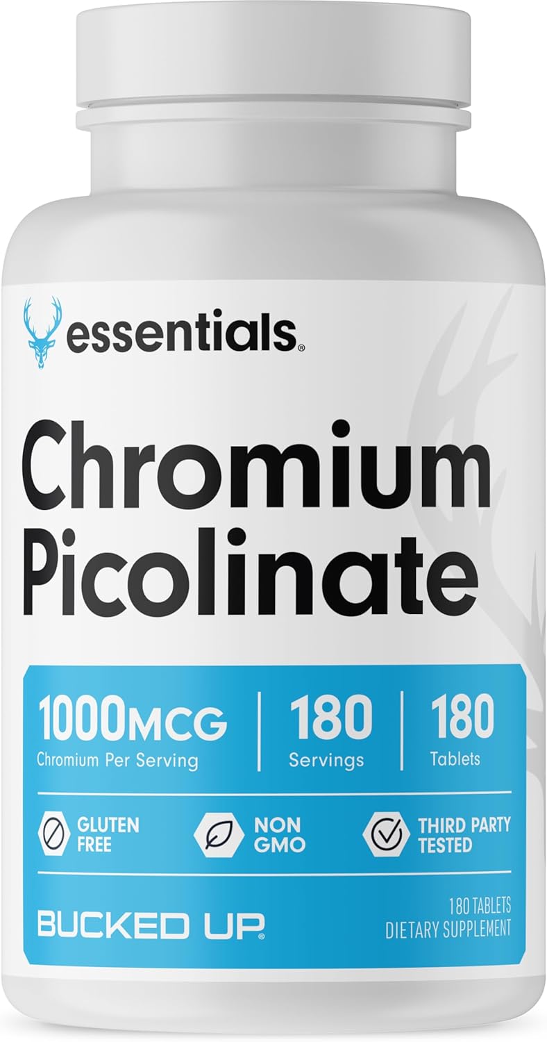 Bucked Up Chromium Picolinate 1000mcg Per Serving, Bucked Up Essentials (180 Servings, 180 Tablets)