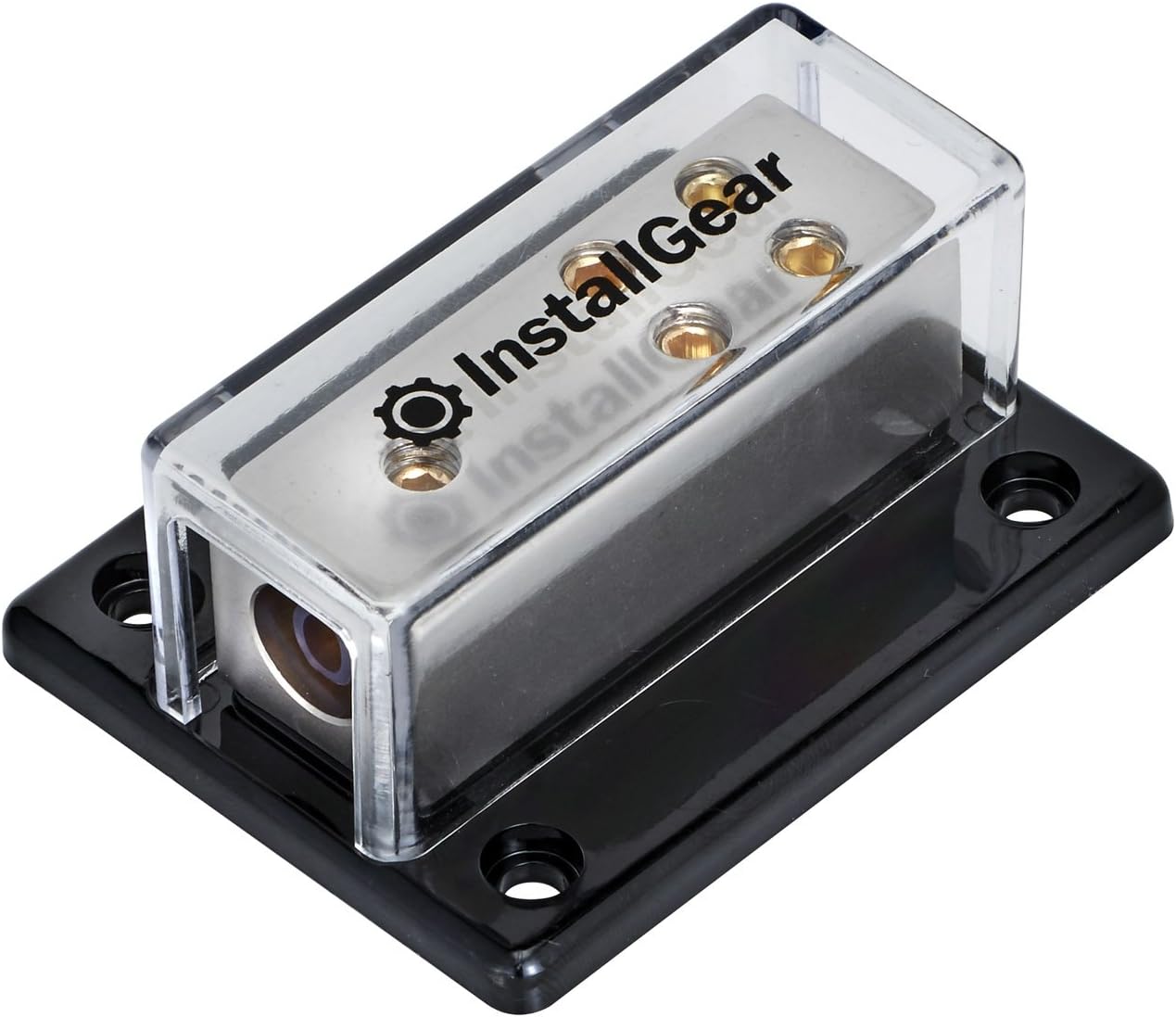 InstallGear 4/8/10 AWG Gauge Power Distribution Block 4 Gauge in to (4) 8/10 Gauge Out | Fuse Block | Fuse Block for Auto, RV, Motorcycle, and Boat