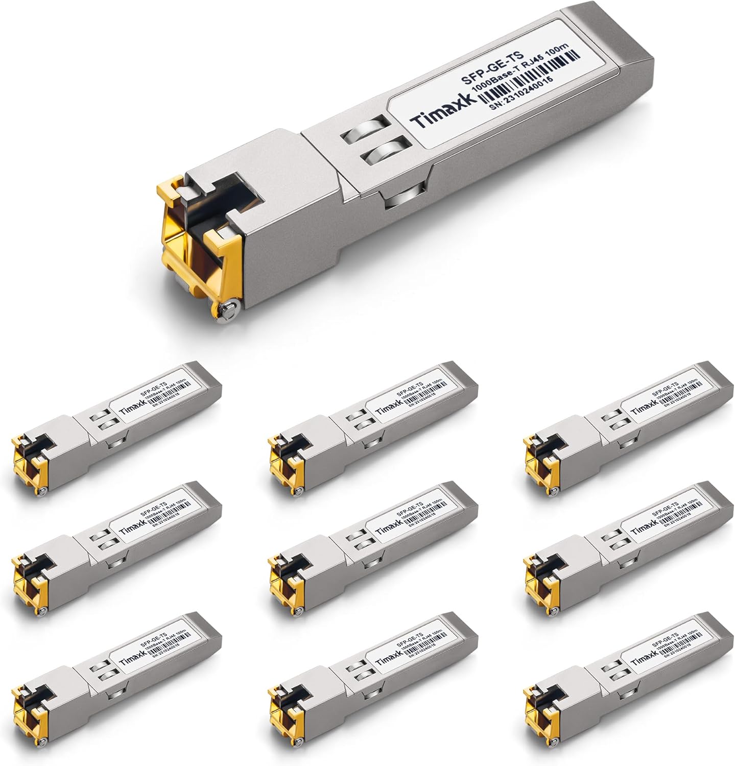 10Pack 1000BASE-T SFP to RJ45 Ethernet Module, 1.25G Gigabit SFP-T Transceiver up to 100m Over Cat 5 Cable,Compatible with Cisco, Ubiquiti, Mikrotik, D-Link, Netgear, Qnap, Linksys and More