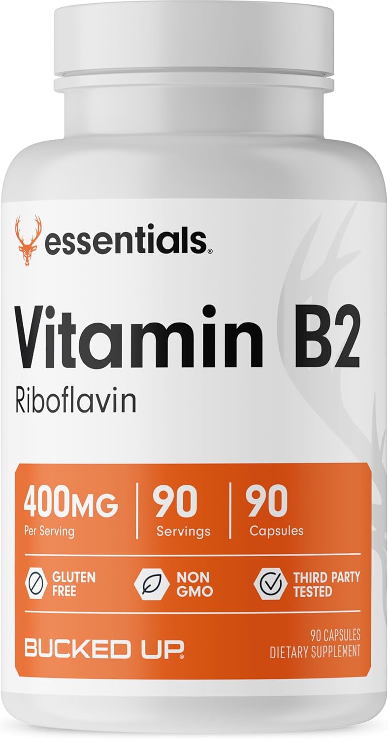 Bucked Up Vitamin B2 400mg Capsules, Essentials (90 Servings)