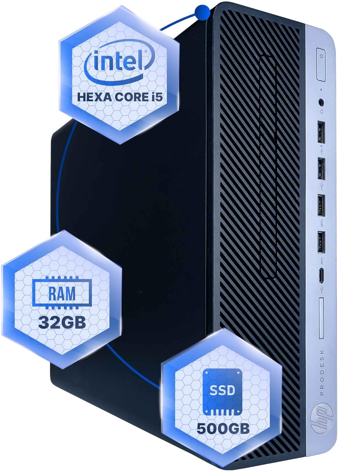 HP ProDesk 600G4 Desktop Computer | Hexa Core Intel i5 (3.2) | 32GB DDR4 RAM | 500GB SSD Solid State | Windows 11 Professional | Home or Office PC (Renewed)