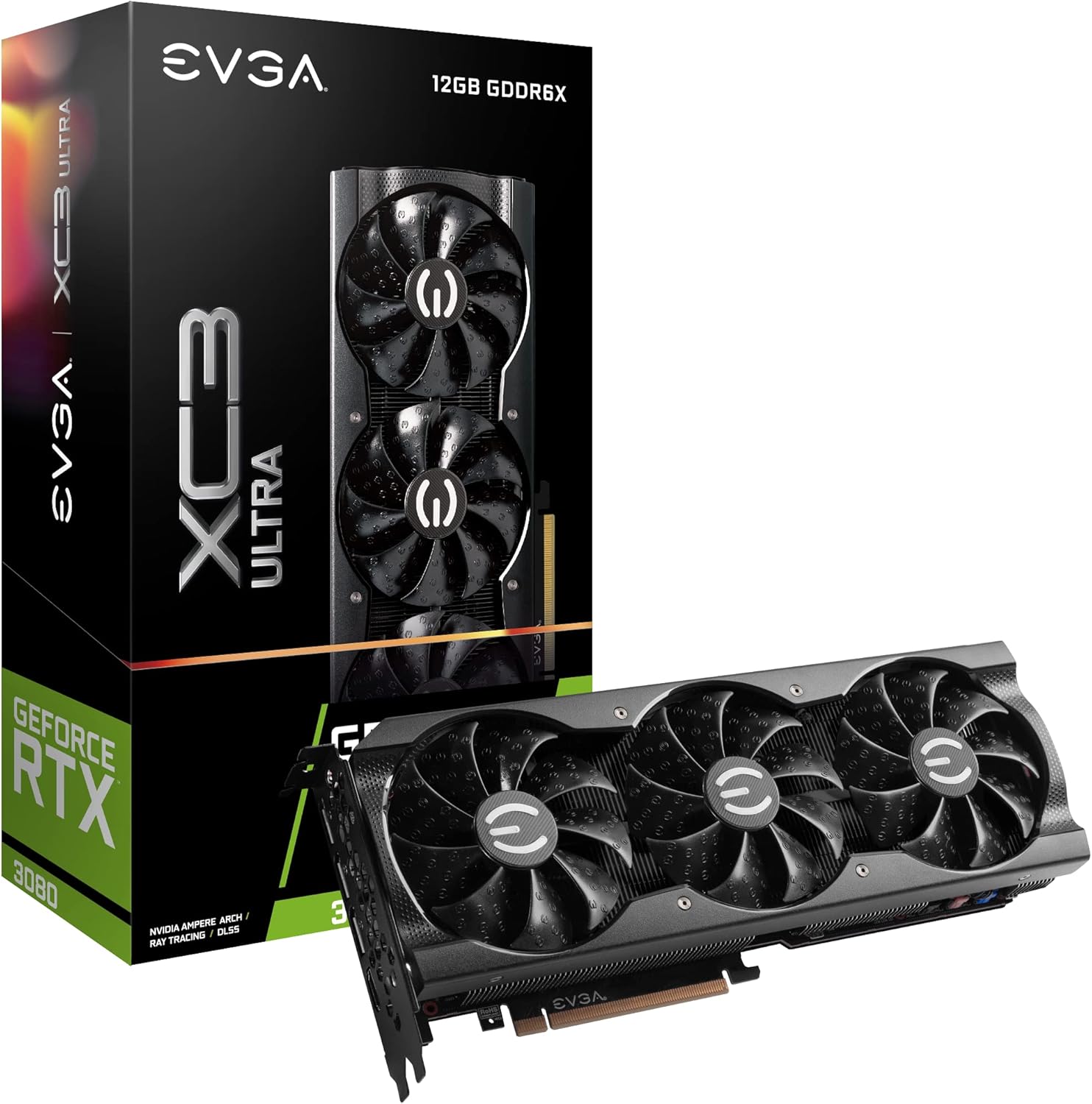 EVGA GeForce RTX 3080 12GB XC3 ULTRA GAMING, 12G-P5-4865-KL, 12GB GDDR6X, iCX3 Cooling, ARGB LED, Metal Backplate, LHR