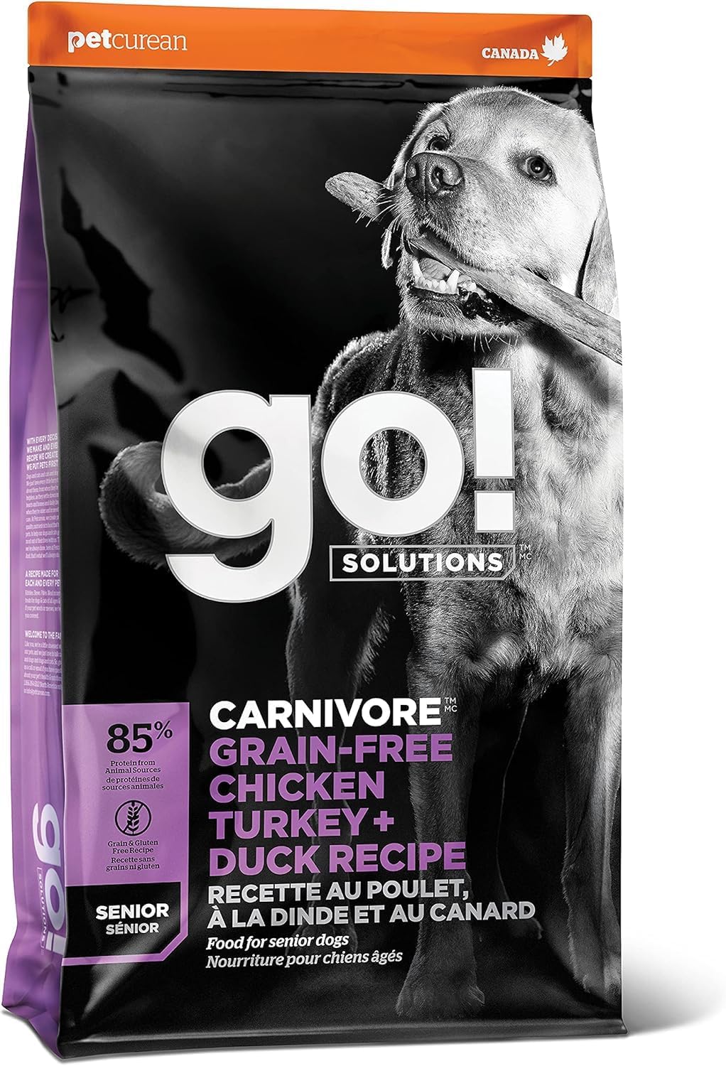 Go! Solutions Carnivore Grain Free Dog Food for Senior Dogs, 3.5 lb – Chicken, Turkey + Duck Recipe – Protein Rich Dry Dog Food – Complete + Balanced Nutrition for Senior Dogs