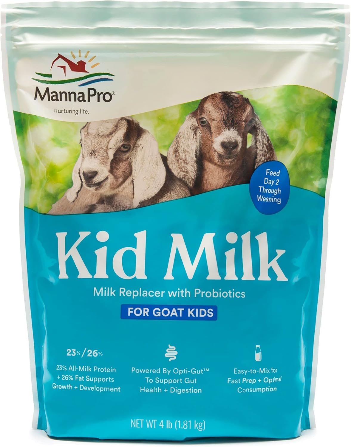 Manna Pro Milk Replacer with Probiotics for Goat Kids | Supports Gut Health and Digestion | 4lbs