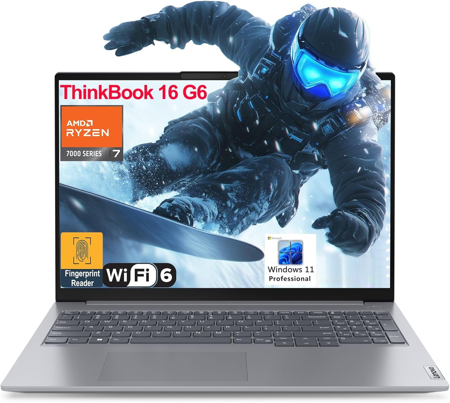 Lenovo ThinkBook 16 G6 16″ FHD+ Laptop Computer, AMD Octa-Core Ryzen 7 7730U (Beat i7-1355U), 64GB DDR4 RAM, 2TB PCIe SSD, WiFi 6, Bluetooth 5.3, Type-C, Fingerprint Reader, Windows 11 Pro, AZ-XUT