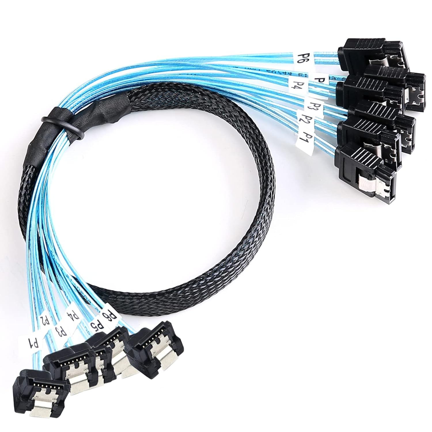 SATA-III Cable:0.5M 6Pcs/Set-SATA Cable 90-Degree Right-Angle SATA-Data Cable SAS/SATA-6Gbps Cable for Server-Raid SDD HDD CD DVD Drives (1.6FT)