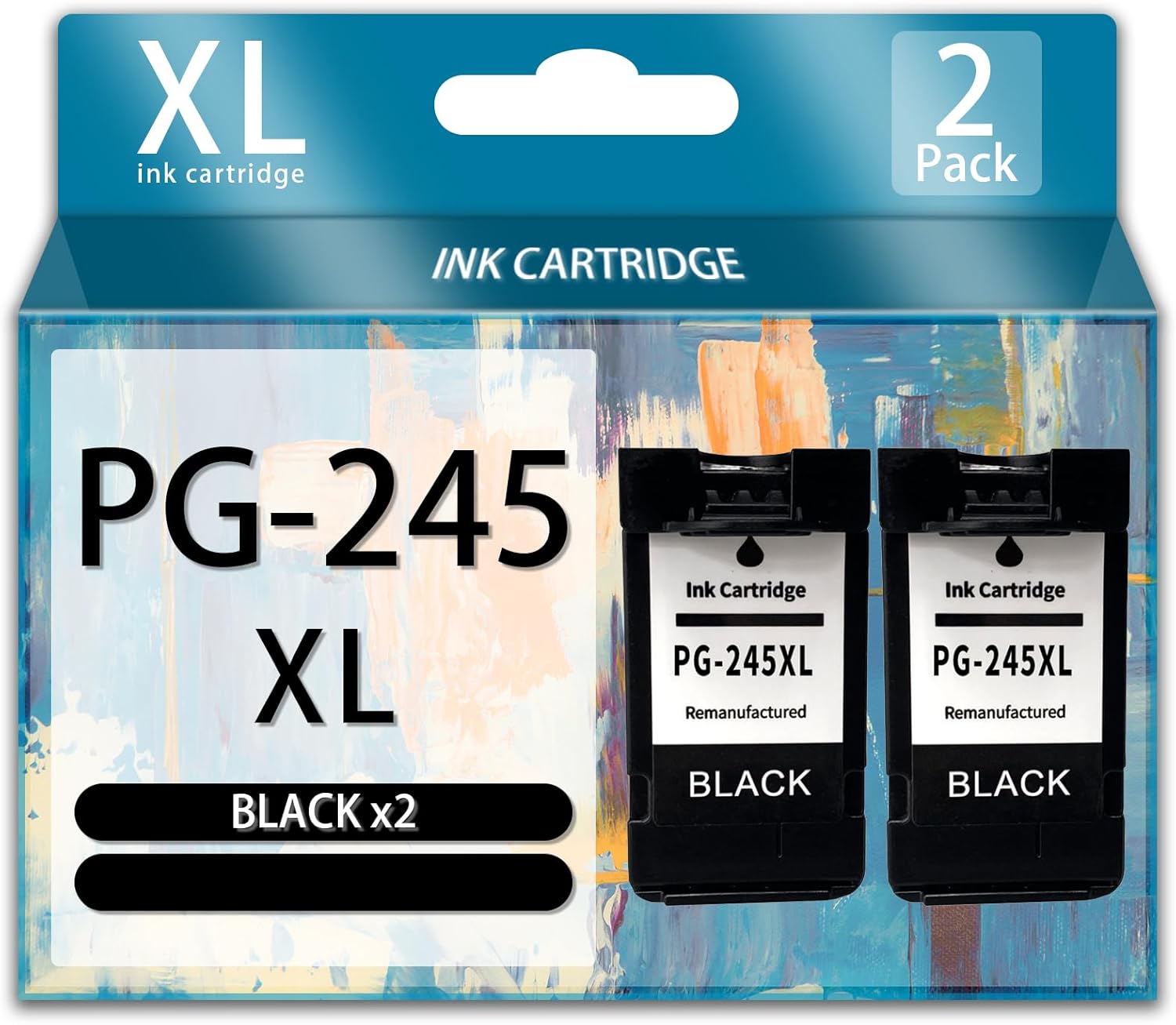 PG-245 CL-246XL Ink Cartridge PG245 CL246 XL High Yield Ink Cartridges Compatible Replacement Parts for Canon PIXMA IP2820 IP2850 MG2420 MG2450 MG2520 MG2550 MG2920 Printer,Black x2