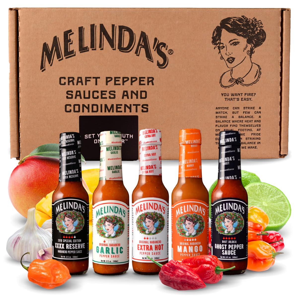 Melinda’s Hot Sauce Variety Pack – Extra Spicy Gourmet Hot Sauce Gift Set with Variety of Heat Levels – Includes XXXXtra Reserve, Garlic Habanero, Extra Hot, Mango, Ghost Pepper- 5 oz, 5 Pack