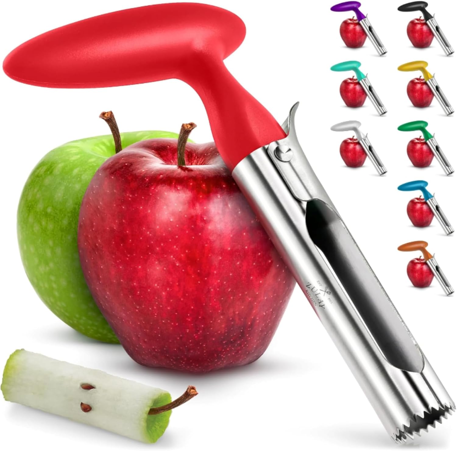 Zulay Kitchen Premium Apple Corer Tool – Ultra Sharp, Stainless Steel, Serrated Blades for Easy Coring – Easy to Use & Clean, Durable Apple Corer Remover for Baking Apples & More – Red