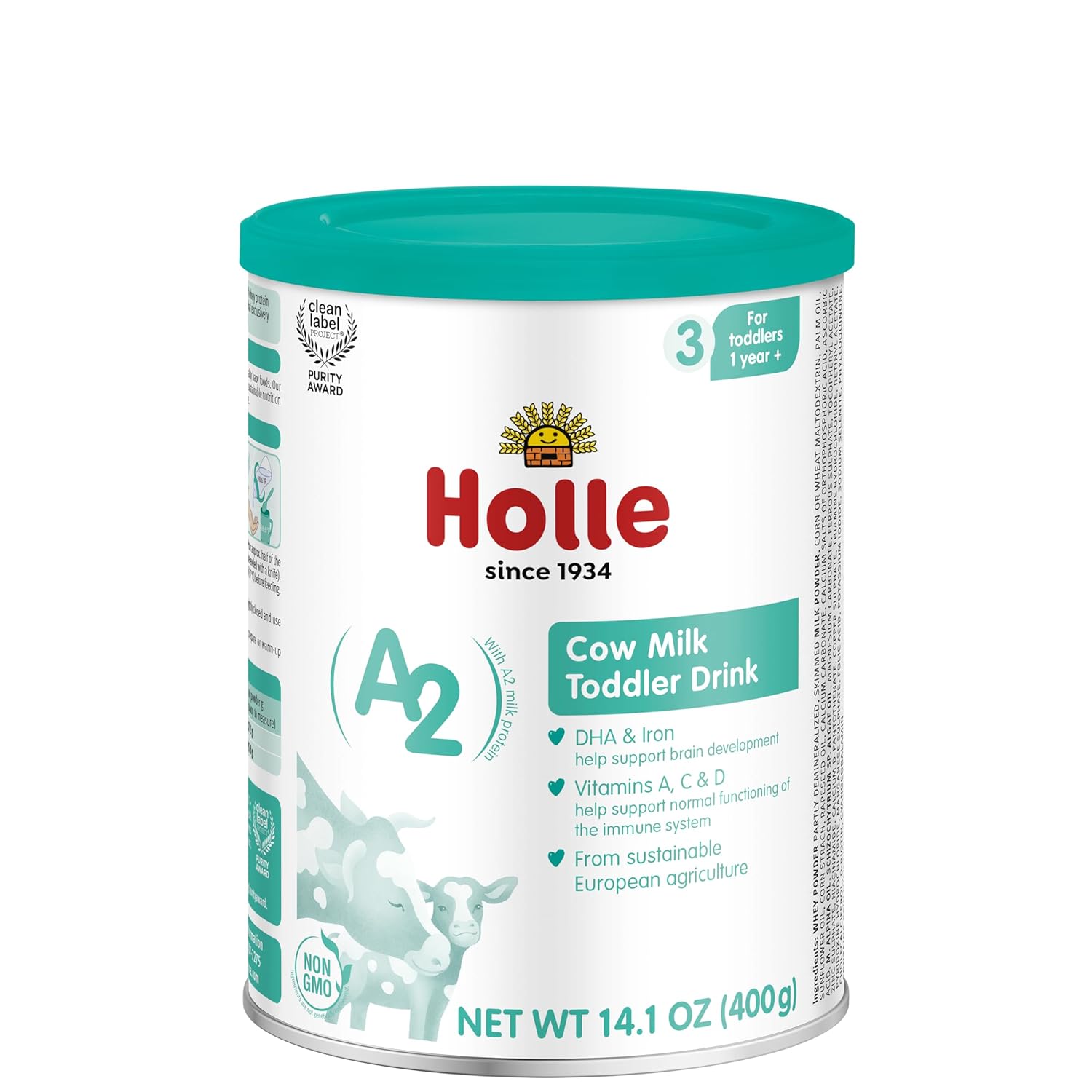 Holle Cow Toddler Milk Powder (A2) – Stage 3 – Vitamin-Rich, Non-GMO Toddler Drink Made with 100% A2 Milk – Easy to Digest – Safe for Children 12+ Months to 3 Years Old