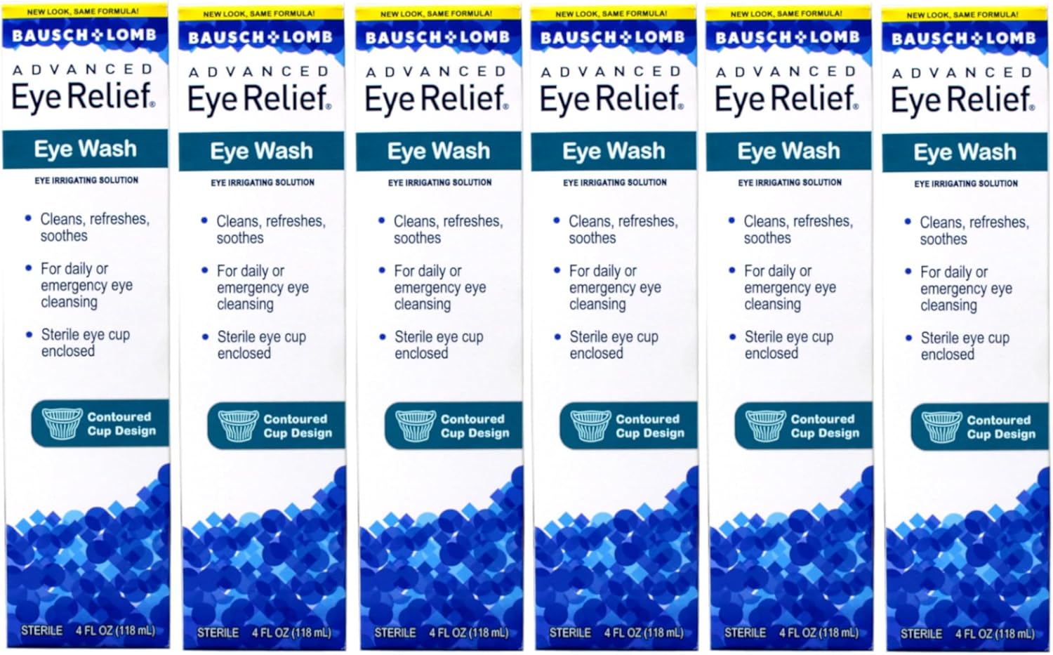 Bausch & Lomb Eye Wash Relief Solution that Cleans, Refreshes, and Soothes, 4 Fl Oz, (Pack of 6)