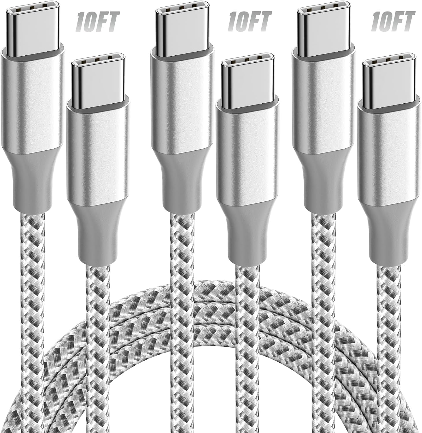 USB C Cable,3 Pack 10FT 60W USB C to USB C Cable Nylon Braided Type C Fast Charging Cord,USB C Charger Cable Compatible iPhone 16/16 Pro/15/15 Pro/Plus/iPad/MacBook and More