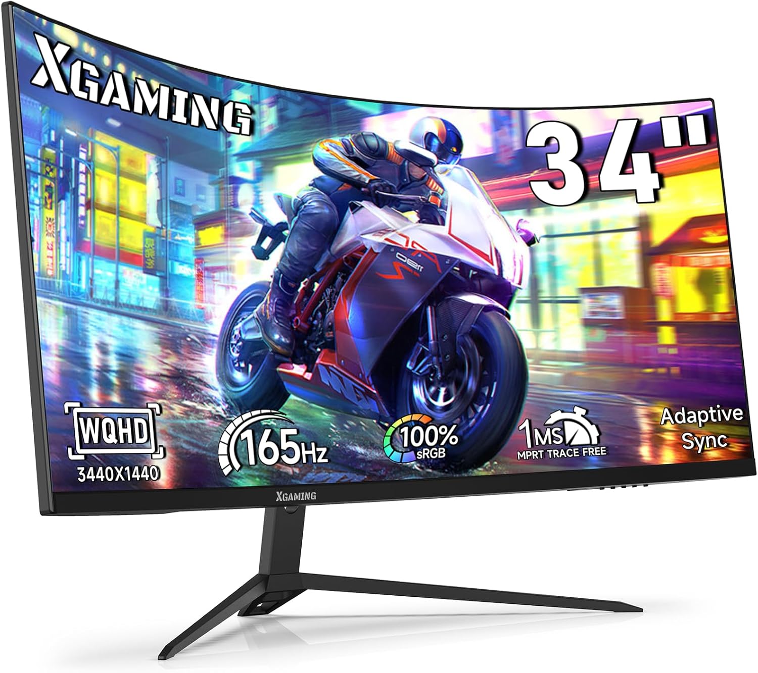 34 Inch Curved Monitor WQHD, 1500R Ultra Wide QHD 3440 x 1440p Gaming Monitor, Up to 180Hz, 100% sRGB, 1ms, FreeSync, Dual HDMI/DP Computer Monitor Built-in Speakers, VESA Mounted, Black