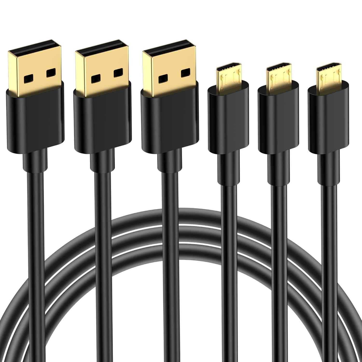 Micro USB Cable 10FT(3 Pack), USB A to Micro USB Fast Charging Cable for Android, Gold-Plated Plugs, 480Mbps Transfer Speed, Compatible for Samsung Galaxy S7/S6/J8/J7/Edge/Note 5, Kindle, MP3, Tablet