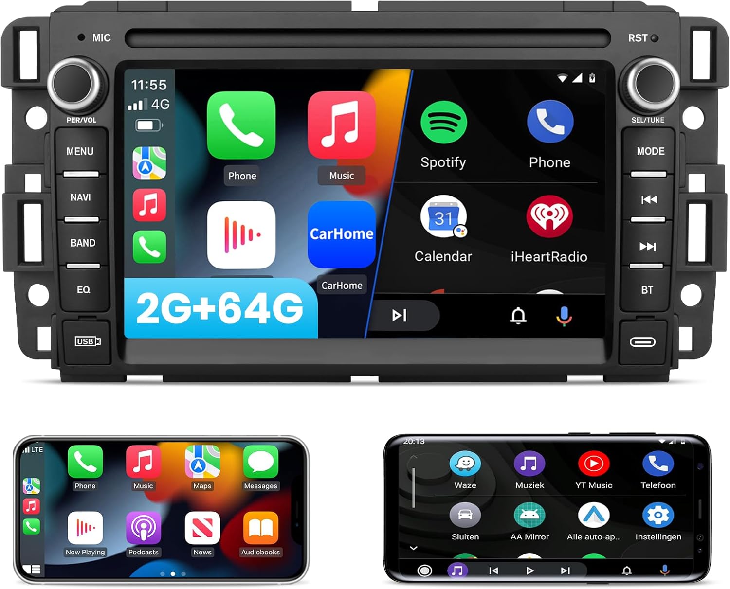 Android 13 [2G+64G] Car Radio for GMC Sierra Yukon Chevrolet Buick Chevy Silverado,7 Inch Touch Screen Stereo with GPS WiFi SWC Wireless Apple CarPlay Android Auto