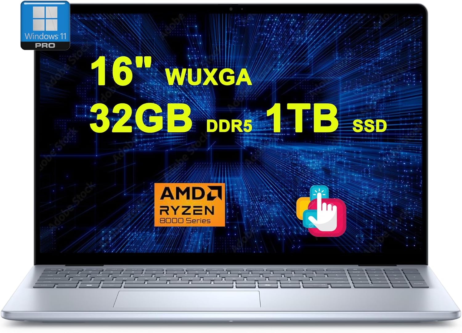 Dell Inspiron 16 5645 Business AI PC Laptop | 16″ WUXGA Touch | AMD 8-core Ryzen 7 8840U (>i7-1355U) | 32GB DDR5 1TB SSD | Backlit Fingerprint FHD RGB Camera Long-Lasting Battery Win11Pro