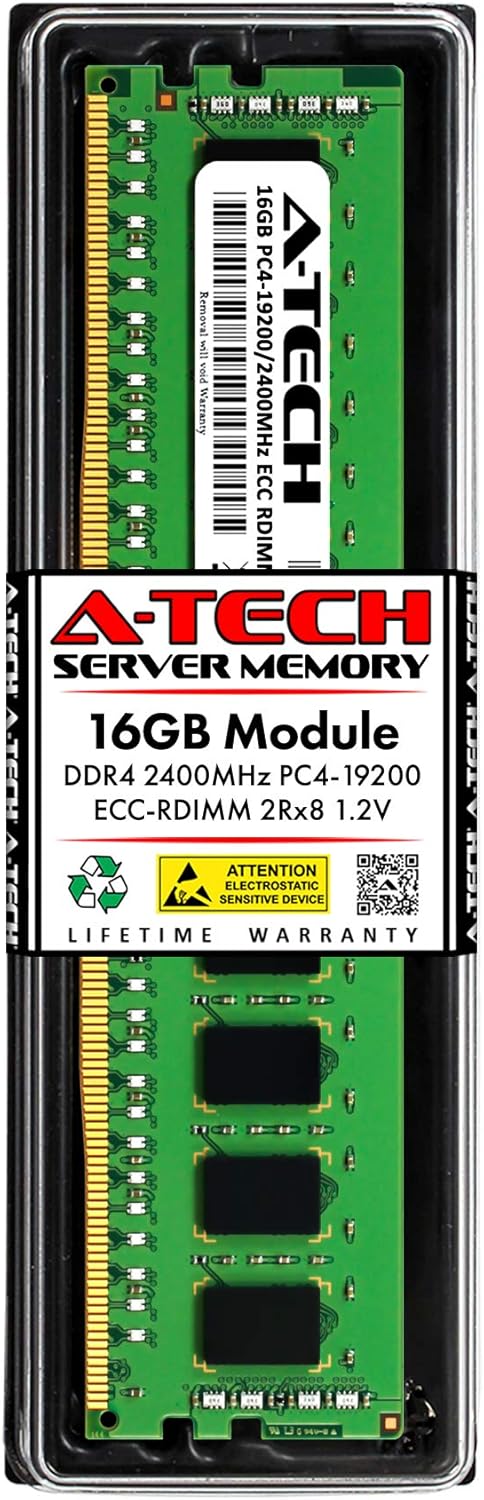 A-Tech 16GB RAM Replacement for Dell SNPHNDJ7C/16G, SNPHNDJ7DG/16G, A8711887, A9365698, HNDJ7, 0HNDJ7 | DDR4 2400MHz PC4-19200 2Rx8 ECC Registered RDIMM Single Server Memory Module