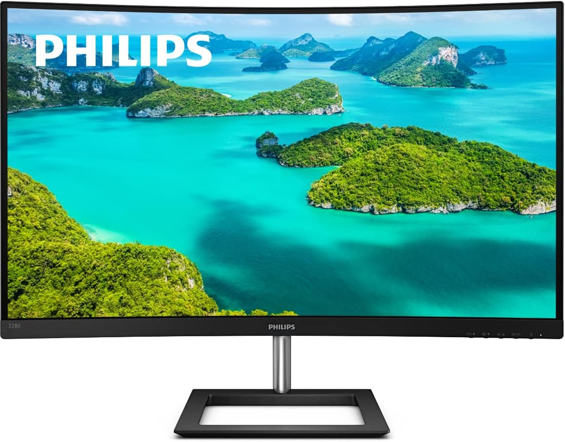 PHILIPS 328E1CA 32″ Curved Monitor, 4K UHD, 120% SRGB, Adaptive-Sync, Speakers, VESA, 4Yr Advance Replacement Warranty