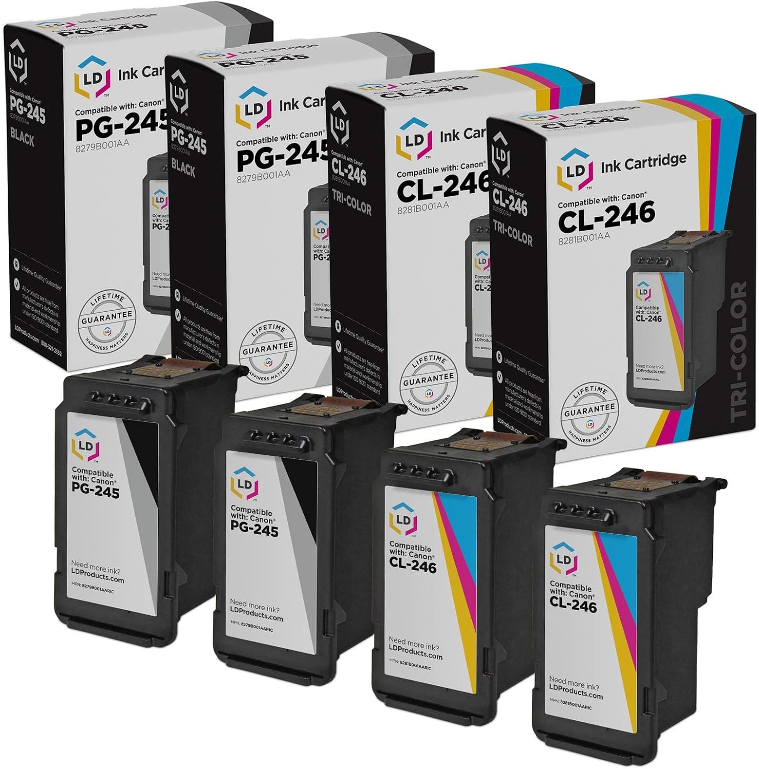 LD Products Remanufactured Ink Cartridge Replacement for Canon PG-245 & CL-246 (2 Black, 2 Color, 4-Multipack) Compatible with The Following Canon Printer Model PIXMA iP2820