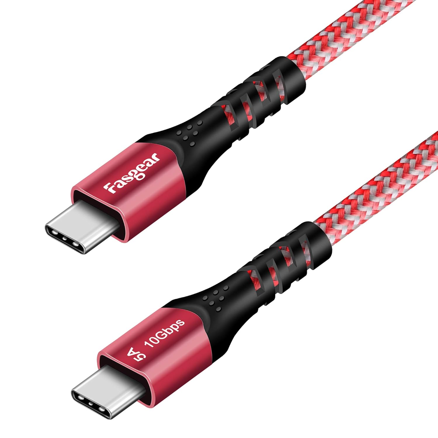 Fasgear USB C to USB C Cable, 1 Pack 10ft USB 3.1 Type C Gen 2 Fast Charge Cable for MacBook Pro 2019,100W 20V/5A Power Delivery, 10Gbps Data Transfer, 4K@60Hz Video Output, Quest Link, Red