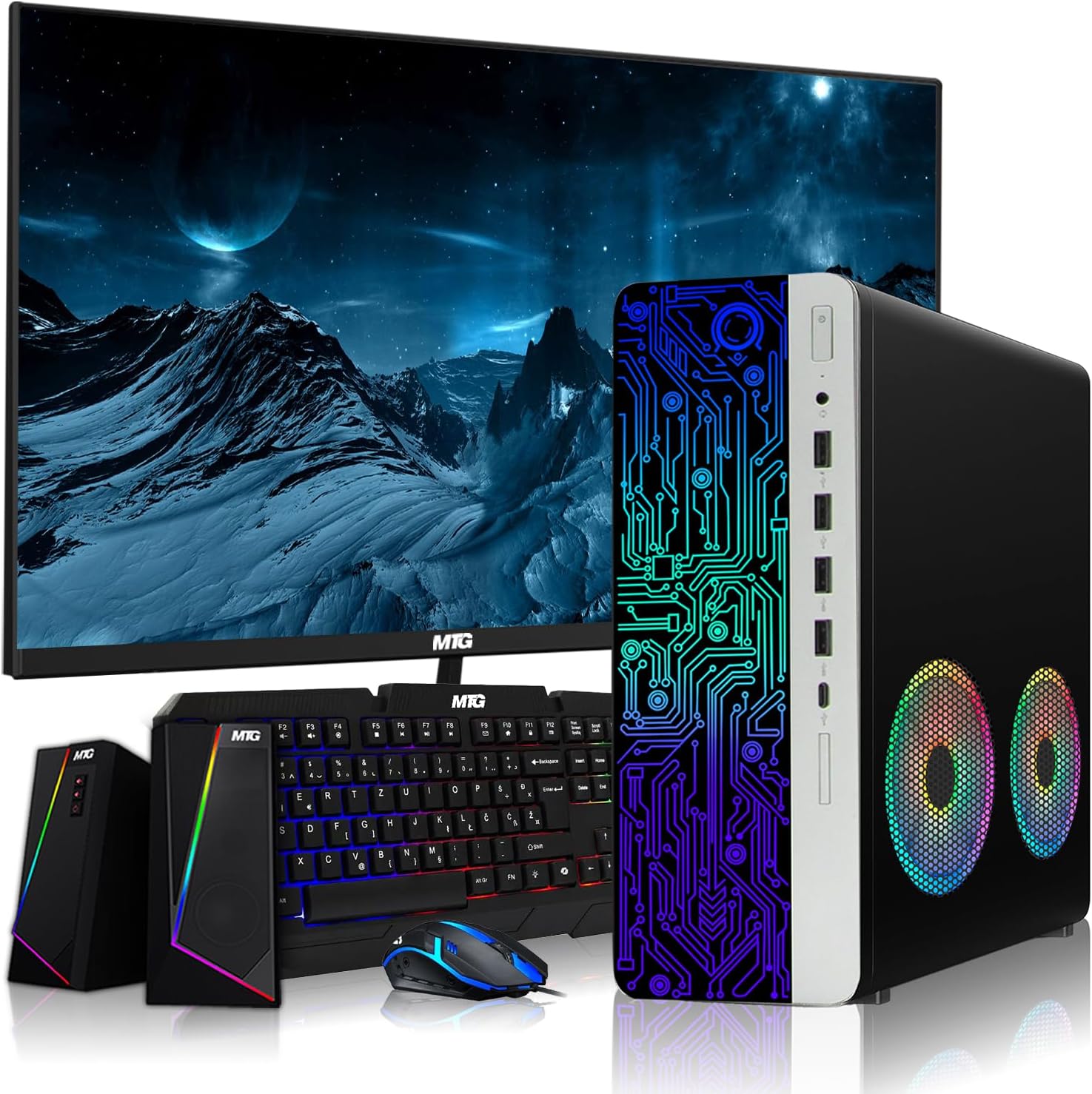 HP G4 Desktop Computer PC AMD Pro A10-9700 R7, 8GB RAM, 256GB SSD, 24 Inch Monitor, RGB Soundbar, Gaming Keyboard with AI-Enabled Copilot Key Mouse, 2X ARGB Fan WiFi, Win 10 Pro (Renewed)