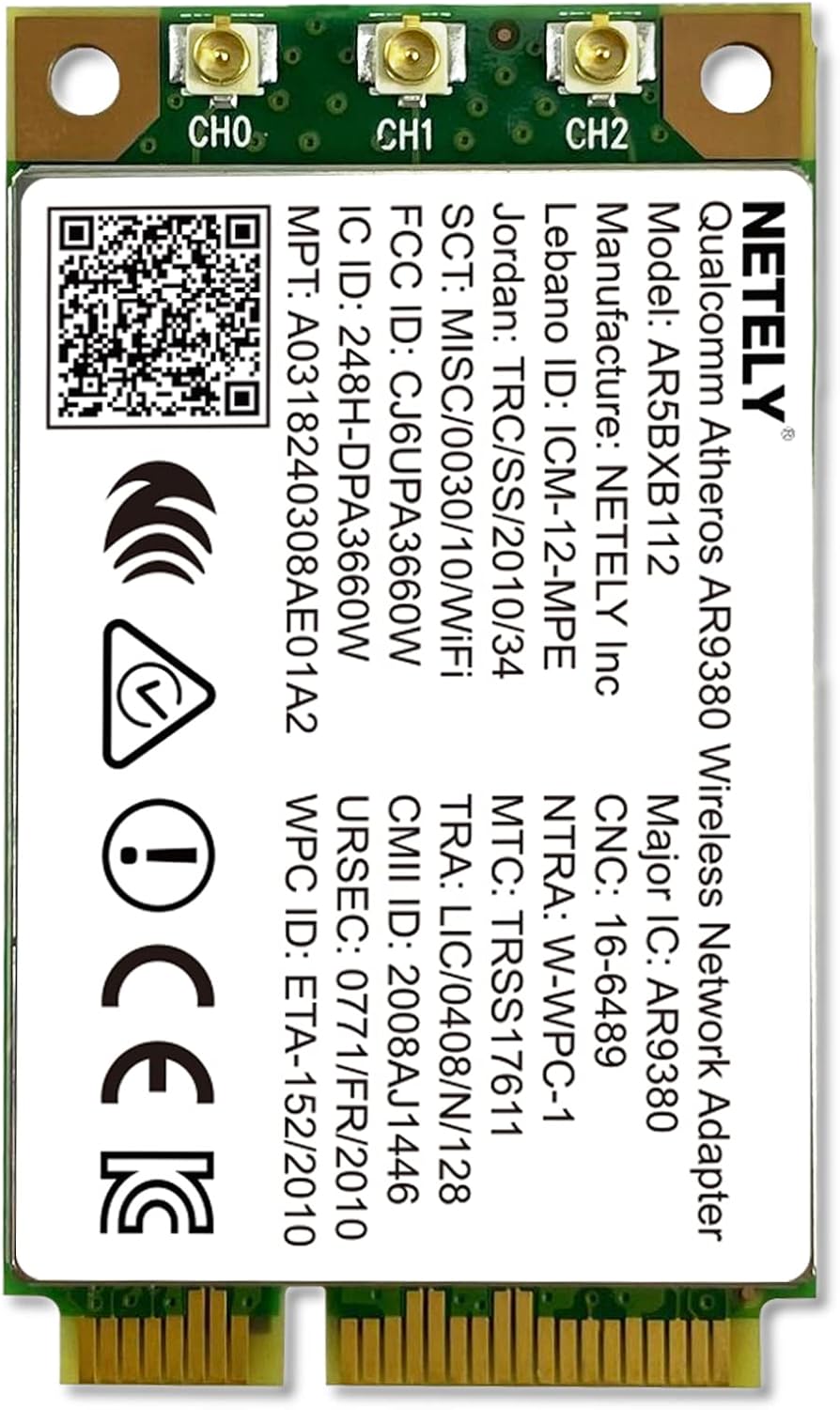 802.11N Mini-PCIE Interface 900Mbps Dual Band WiFi Adapter for Laptop PCs and Desktop PCs,2.4GHz 450Mbps and 5GHz 450Mbps, Qualcomm Atheros AR9380 Wireless Network Adapter (AR9380)