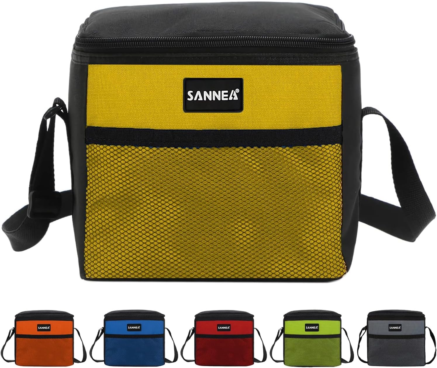 6 Cans Lunch Bag for Women Men Insulated Lunch Box Adult Small Cooler Bag 5L Dual Compartment Reusable Thermal Tote Lunchpack for Office Work Day Trip (Yellow)