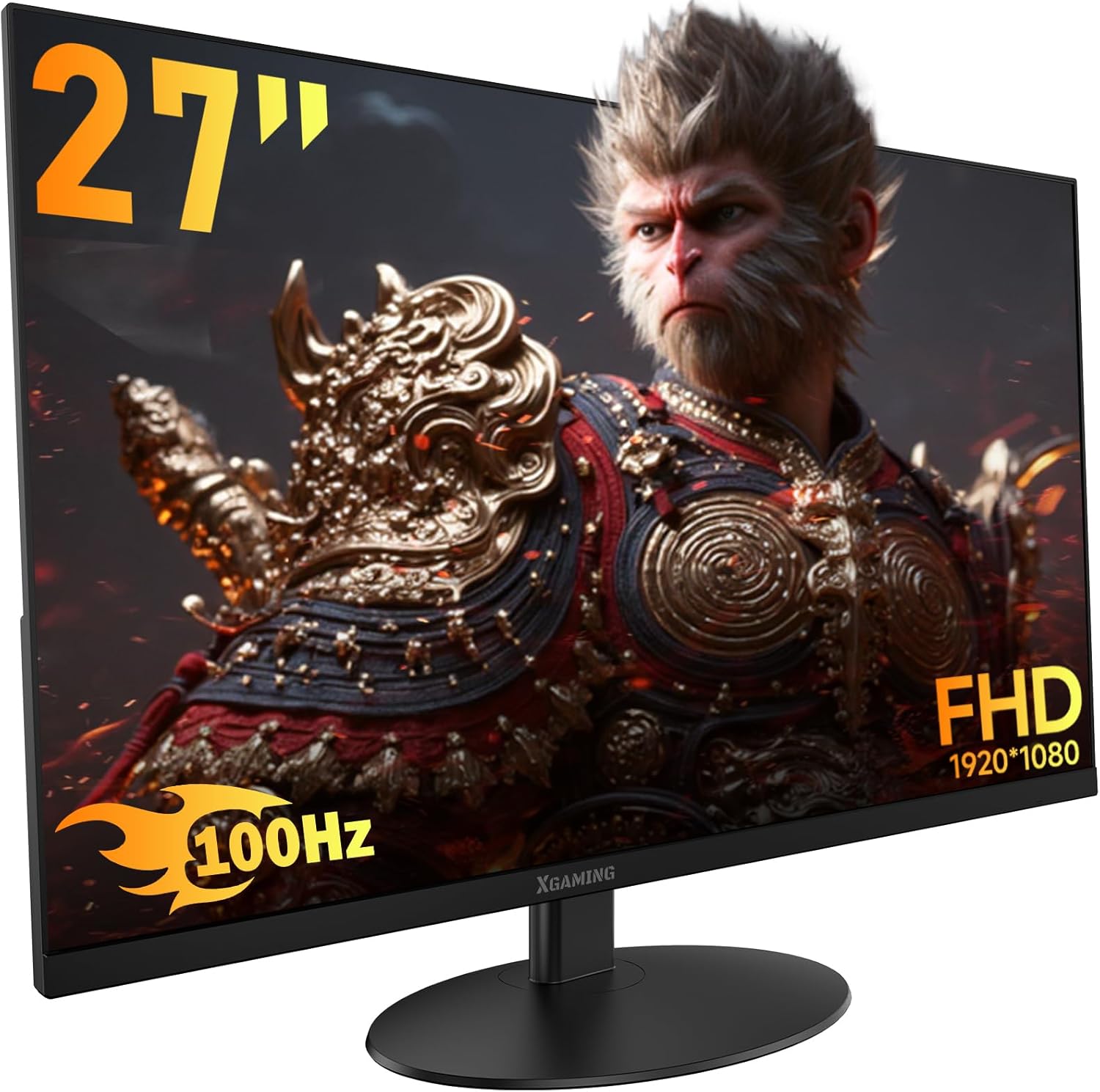 27 Inch Monitor, 1080P Ultra Wide FHD Frameless Computer Monitor 100Hz, 1ms, 99% sRGB, Low Blue Light, HDMI VGA Home Office Gamer Monitor, Desk Wall Mouted VESA, Dual Speakers, Tilt Adjustable, Black