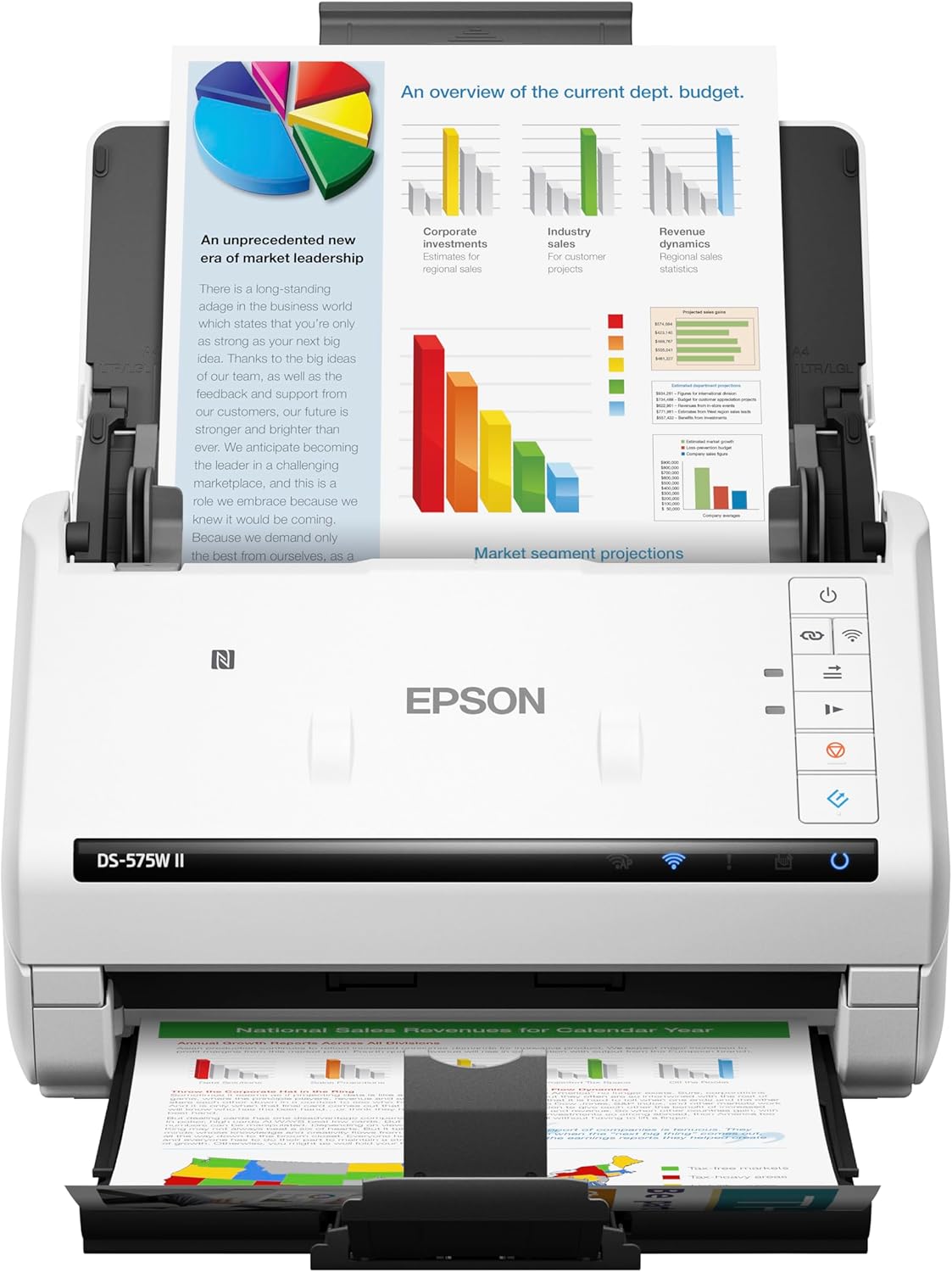 Epson DS-575W II Wireless Color Duplex Document Scanner for PC and Mac with 50-Page Auto Document Feeder (ADF), Twain and ISIS Drivers, Epson Smart Panel Mobile App