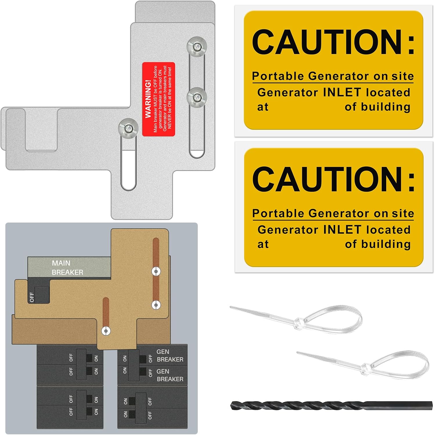 Generator Interlock Kit fit for Murray or Siemens 150 or 200 amp Panels, 7/8-1 1/4 Inch Spacing Between Main and Branch Breaker, Generator Interlock Kit for Safe Outdoor Portable Power Use