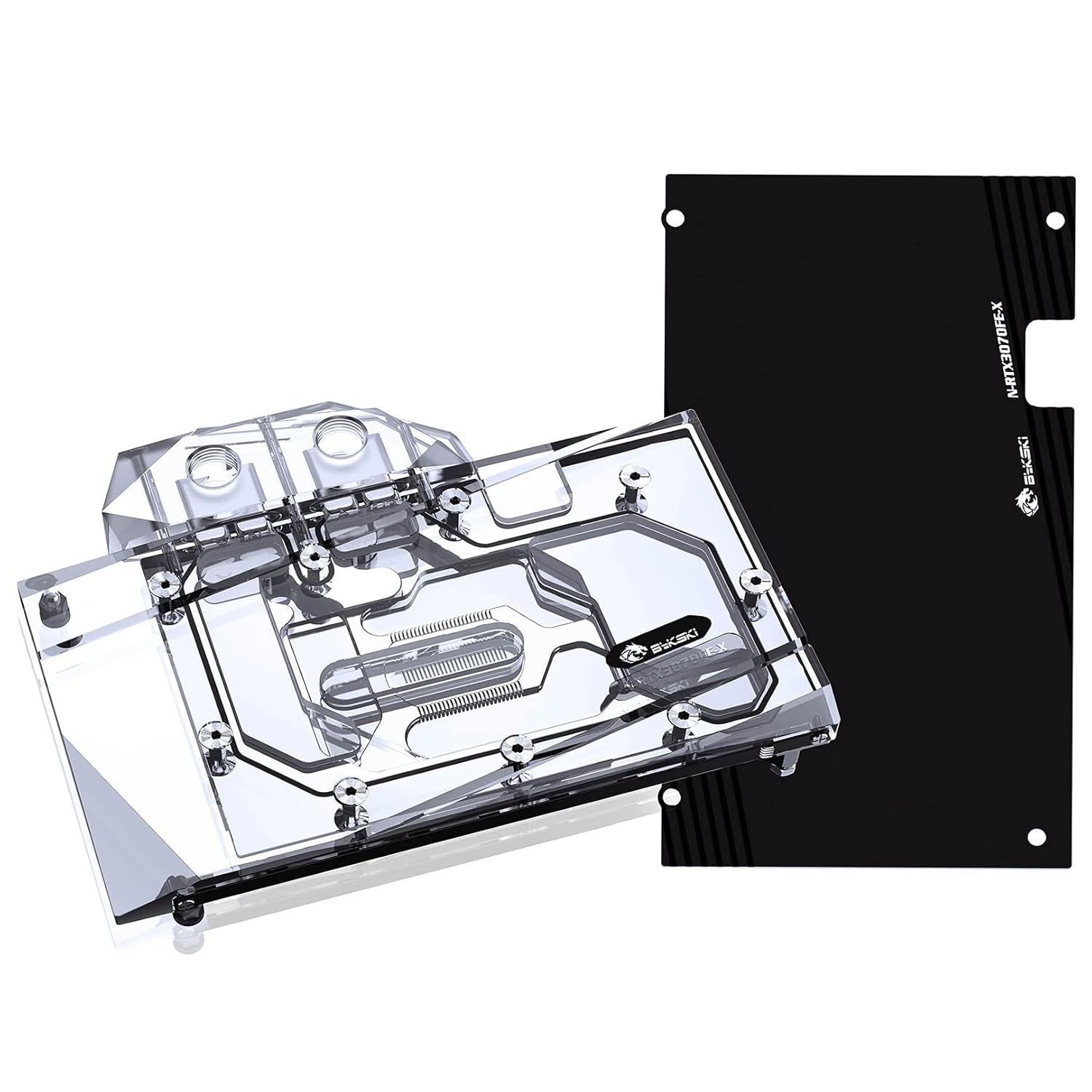 Bykski GPU Waterblock Water Cooler Copper GPU Liquid Cooling Block Liquid Cooler Graphic Cards GPU Block Backplate for Nvidia GeForce RTX 3060 Ti RTX 3070 Founders Edition (5V 3Pin RBW Lights)