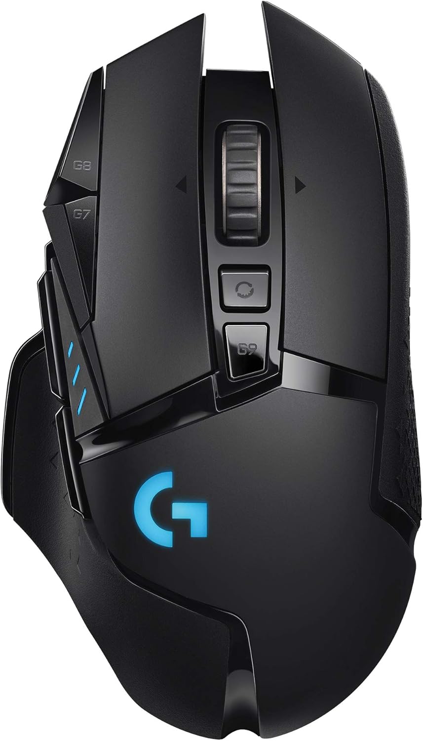 Logitech G502 Lightspeed Wireless Gaming Mouse with Hero 25K Sensor, PowerPlay Compatible, Tunable Weights and Lightsync RGB – Black