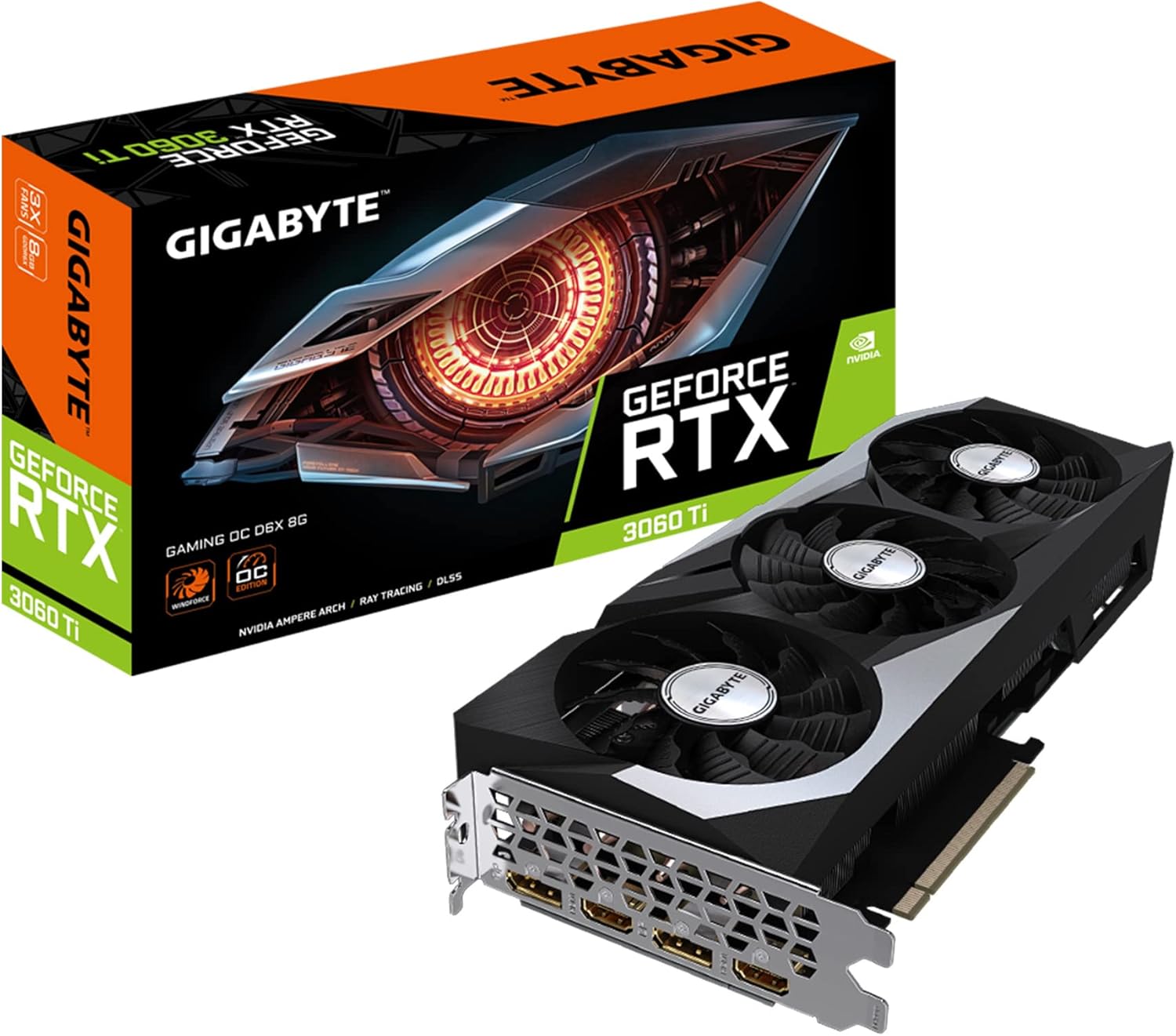 GIGABYTE GV-N306TXGAMING OC-8GD GeForce RTX 3060 Ti Gaming OC D6X 8G Graphics Card, 3X WINDFORCE Fans, 8GB 256-bit GDDR6X, Video Card