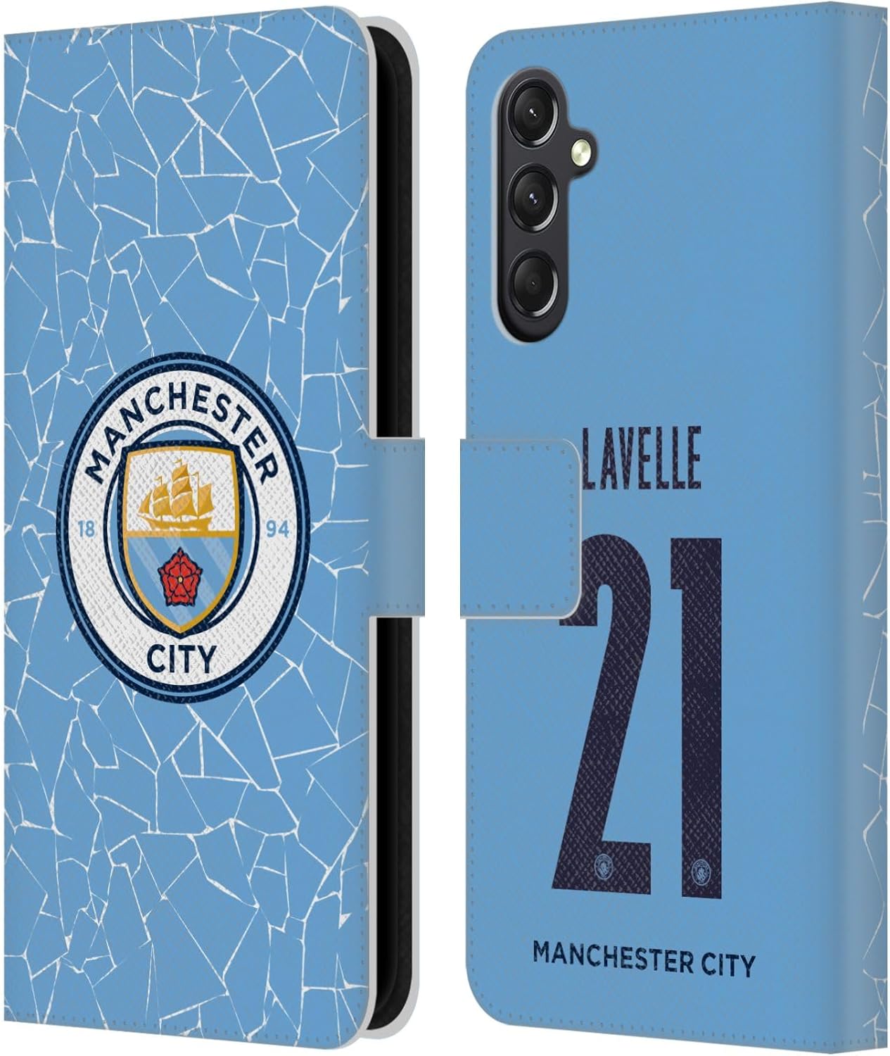 Head Case Designs Officially Licensed Manchester City Man City FC Rose Lavelle 2020/21 Women’s Home Kit Group 2 Leather Book Wallet Case Cover Compatible with Samsung Galaxy A24 4G / Galaxy M34 5G