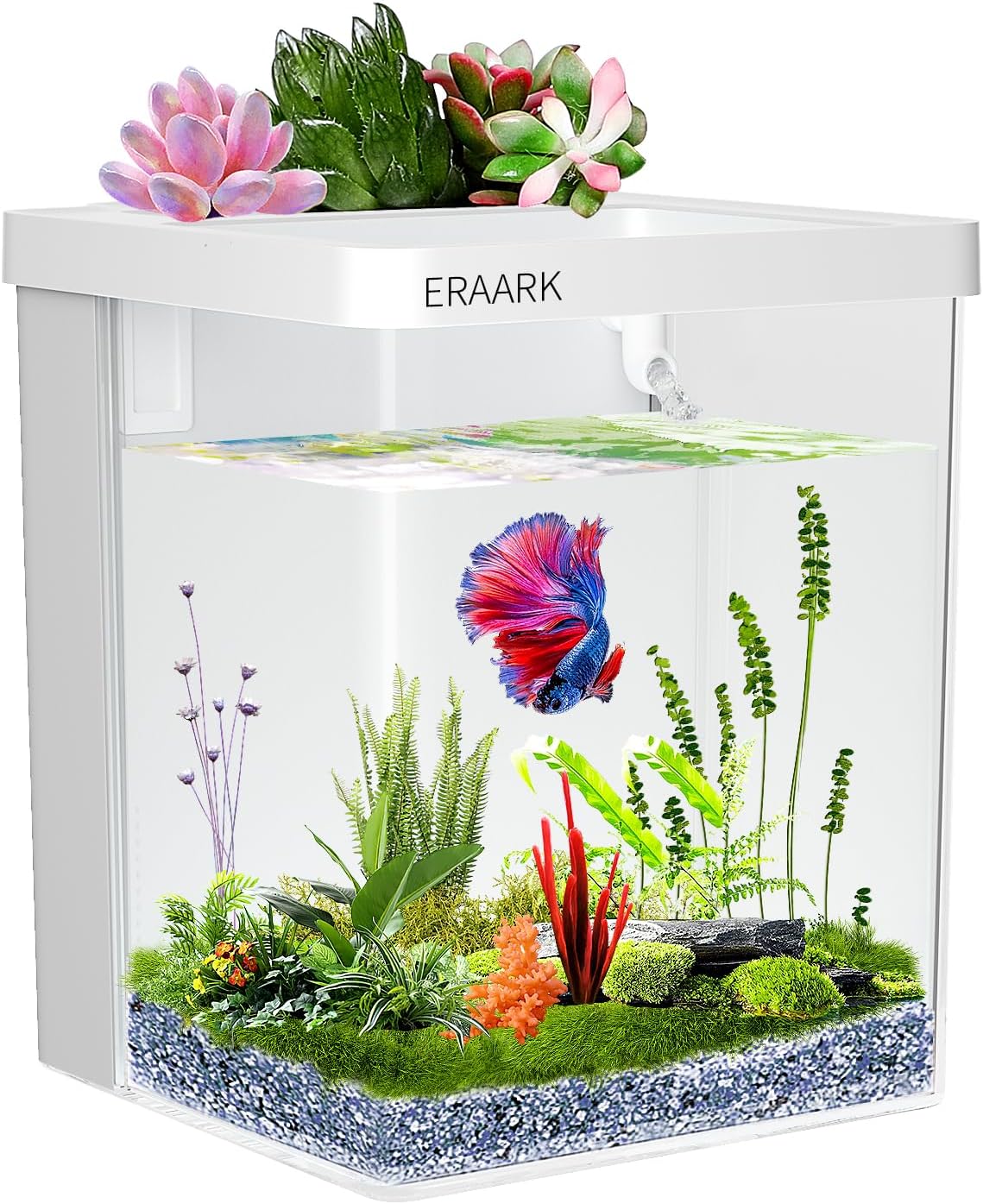 Smart Aquarium kit 1.5 Gallon Betta Fish Tank self Cleaning, Fish Tank with Filter LED Light, Water Pump, Fish Tank Starter Kits (Betta Fish Tank)