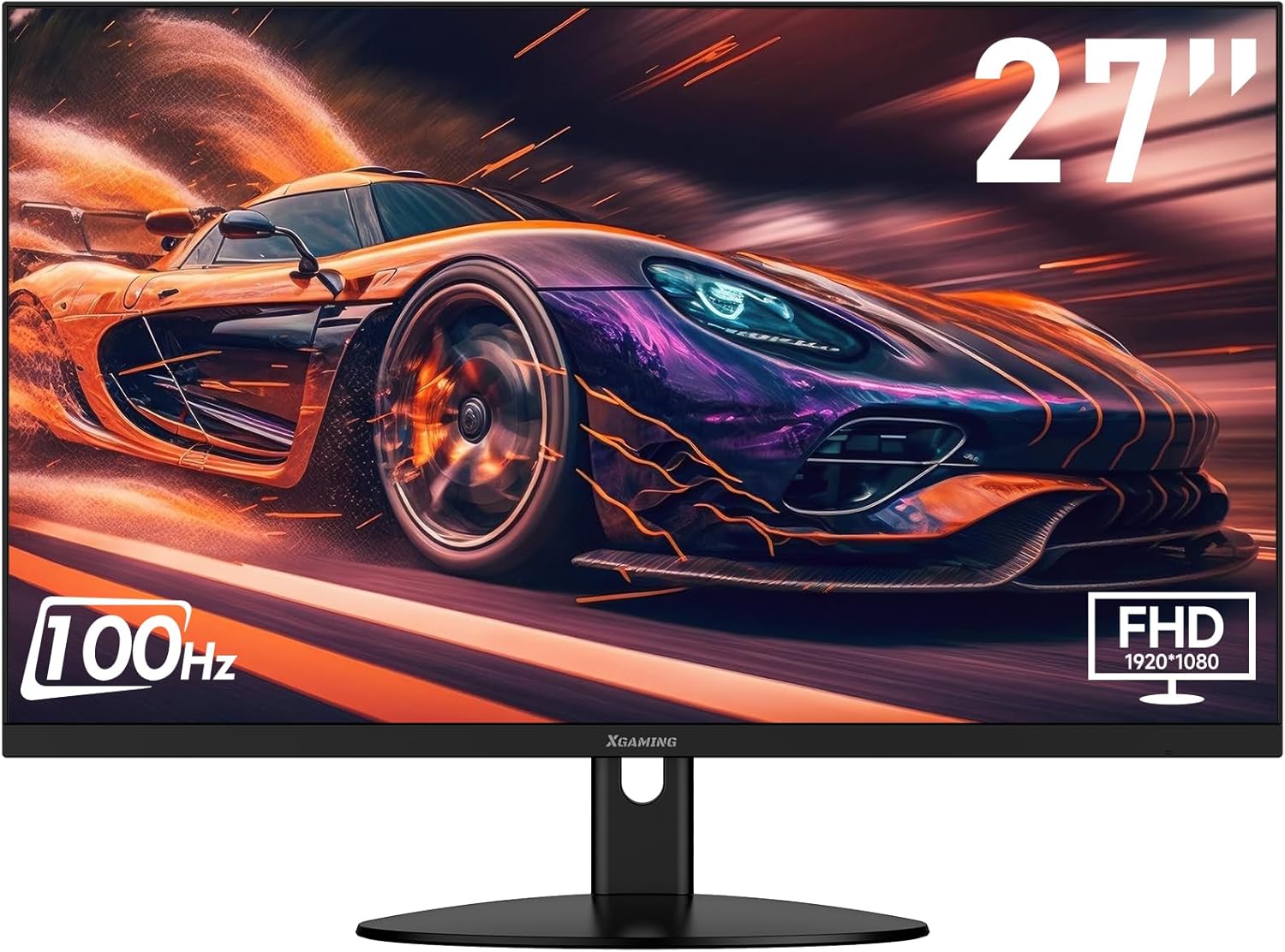 27 Inch Monitor, FHD 1080P 100Hz Frameless Computer Monitor, 99% sRGB, 1ms, Adaptive Sync Fast, Low Blue Light Eye Care PC Monitor, HDMI VGA Gamer Monitor, VESA, Tilt Adjustable