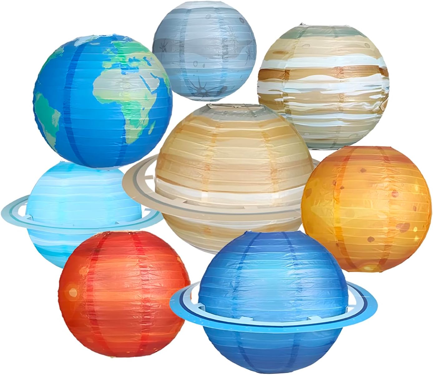 8 Pcs Space Paper Lanterns Multi-Color Solar System Planets Lanterns 12″ Outer Space Themed Party Supplies for Classroom Science Astronomy Birthday Decor Kids Room 3D Hanging Decorations