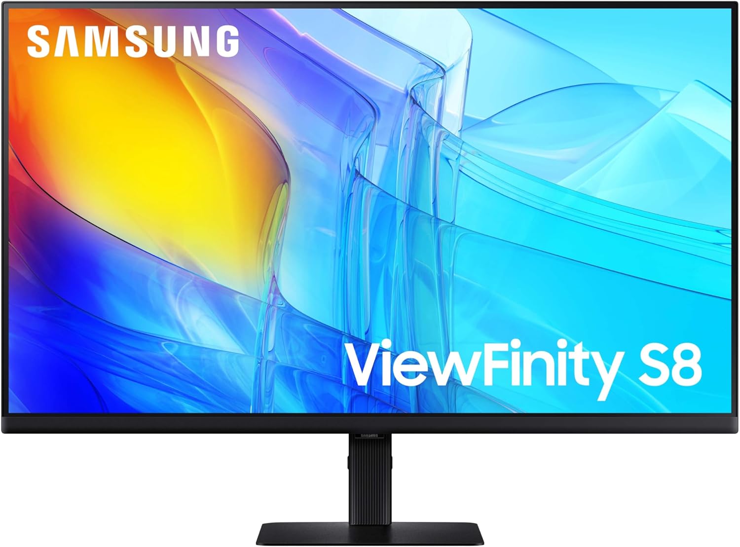 SAMSUNG 32″ ViewFinity S8 (S80D) Series 4K UHD High Resolution Computer Monitor, HDR10, Multiple Ports w/HDMI, DisplayPort, USB-A, Height Adjustable Stand, LS32D806EANXGO, 2024, 3Yr Warranty