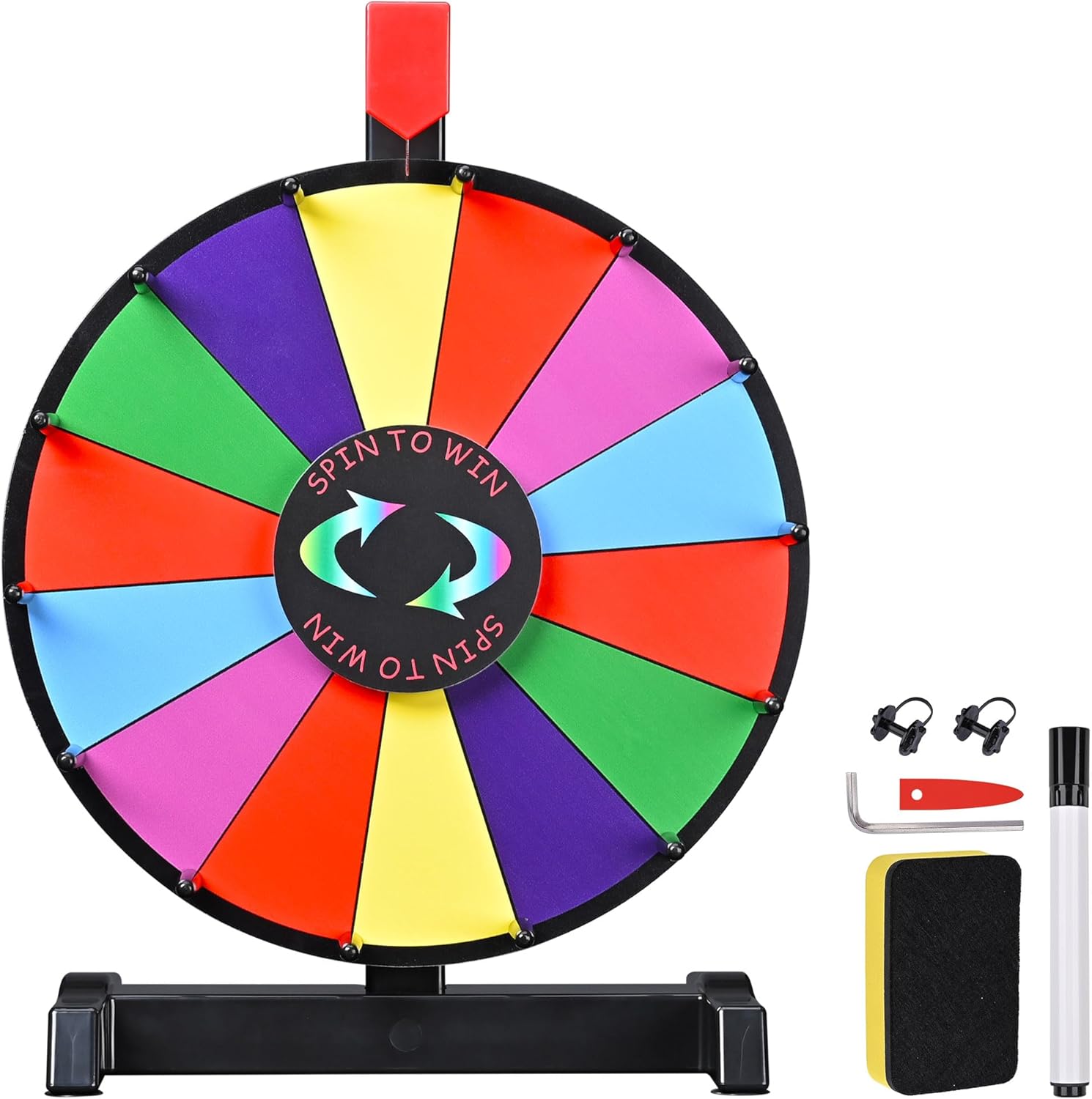 WinSpin 12″ Color Prize Wheel Tabletop 14 Slots Heavy Duty Editable Spinning Wheel for Fortune Spinning Game Carnival & Tradeshow, Classic Series