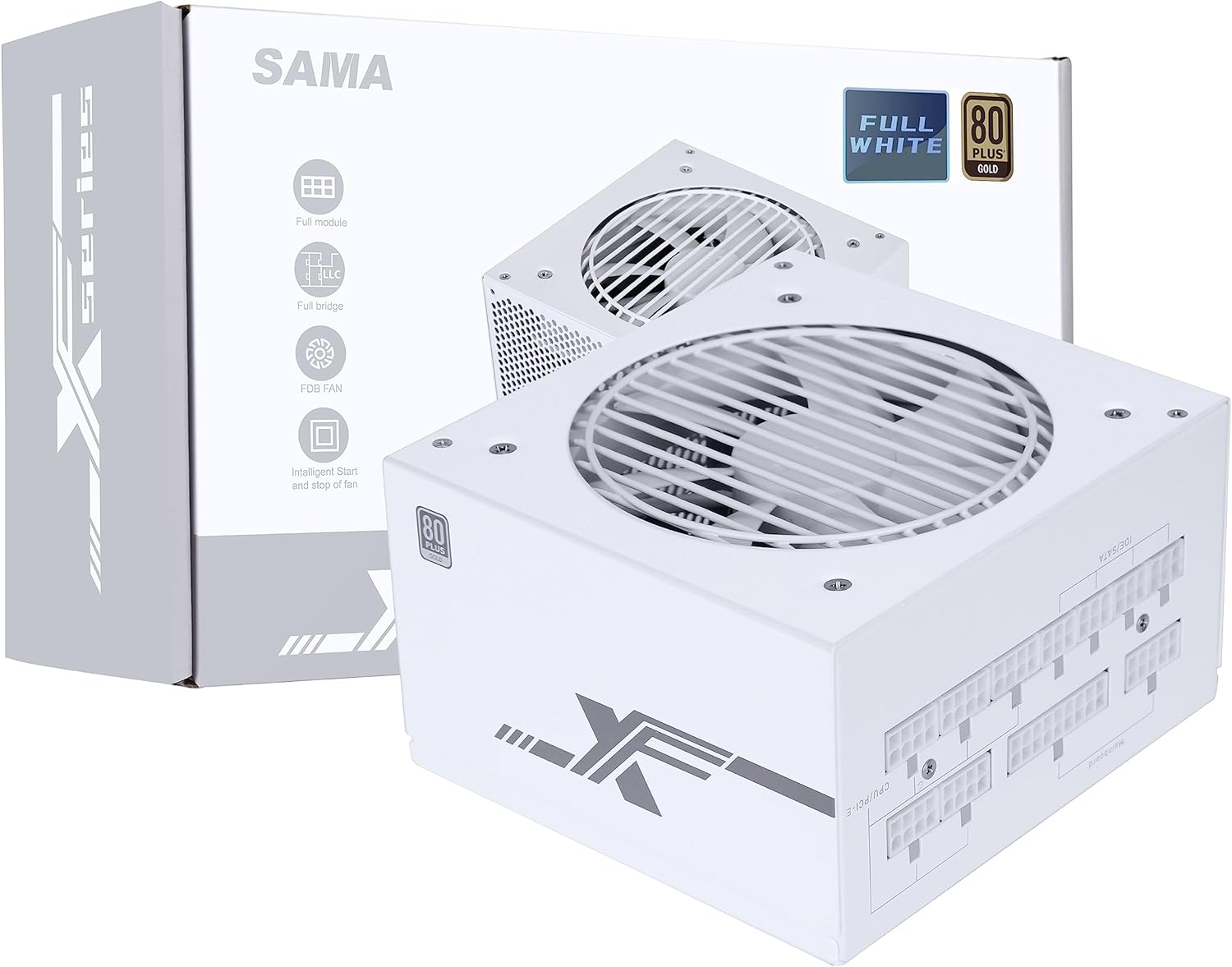 SAMA 850W Computer Power Supply Fully Modular EPS 12V/ATX 12V 80PLUS Gold Certified Active PFC ATX Power Supply Low Noise FDB Fan PCIe 5.0 Compliant Japanese 105°C Rated Capacitors