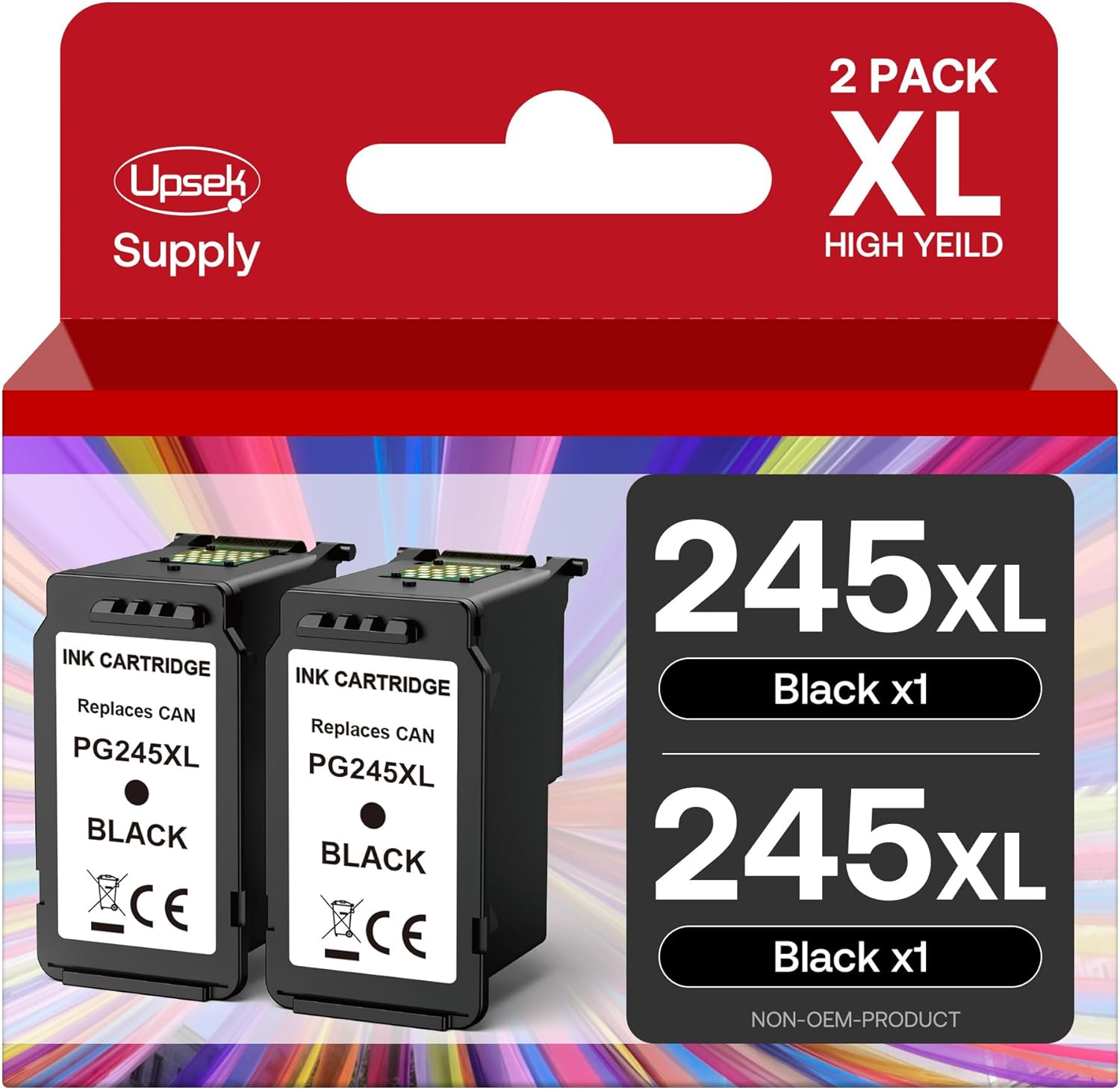 245XL Black Ink Cartridge for Canon Ink 245 245XL Compatible with Canon Pixma MX490 MX492 MG2522 MG2420 MG2920 MG2924 MG3022 TS202 TS302 TS3120 TS3320 TS3322 TR4500 TR4520 TR4522 (2 Black)