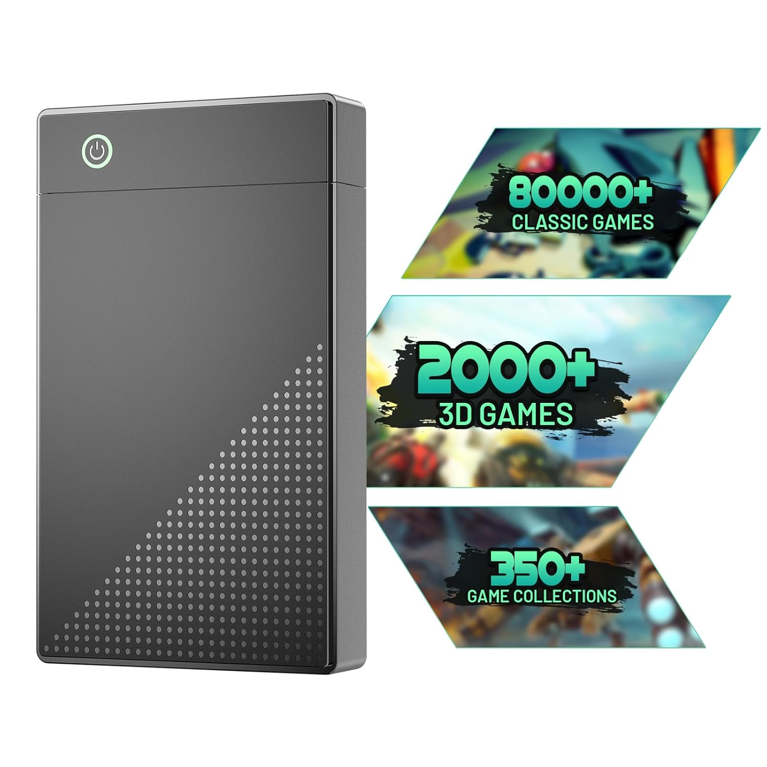 Kinhank 3TB Retro Game Hard Drive Disk with 80000+ Games, Retro Game Consoles Compatible with 350+ Emulators, Portable Game Hard Drive Disk Compatible with Win 7/8/10/11