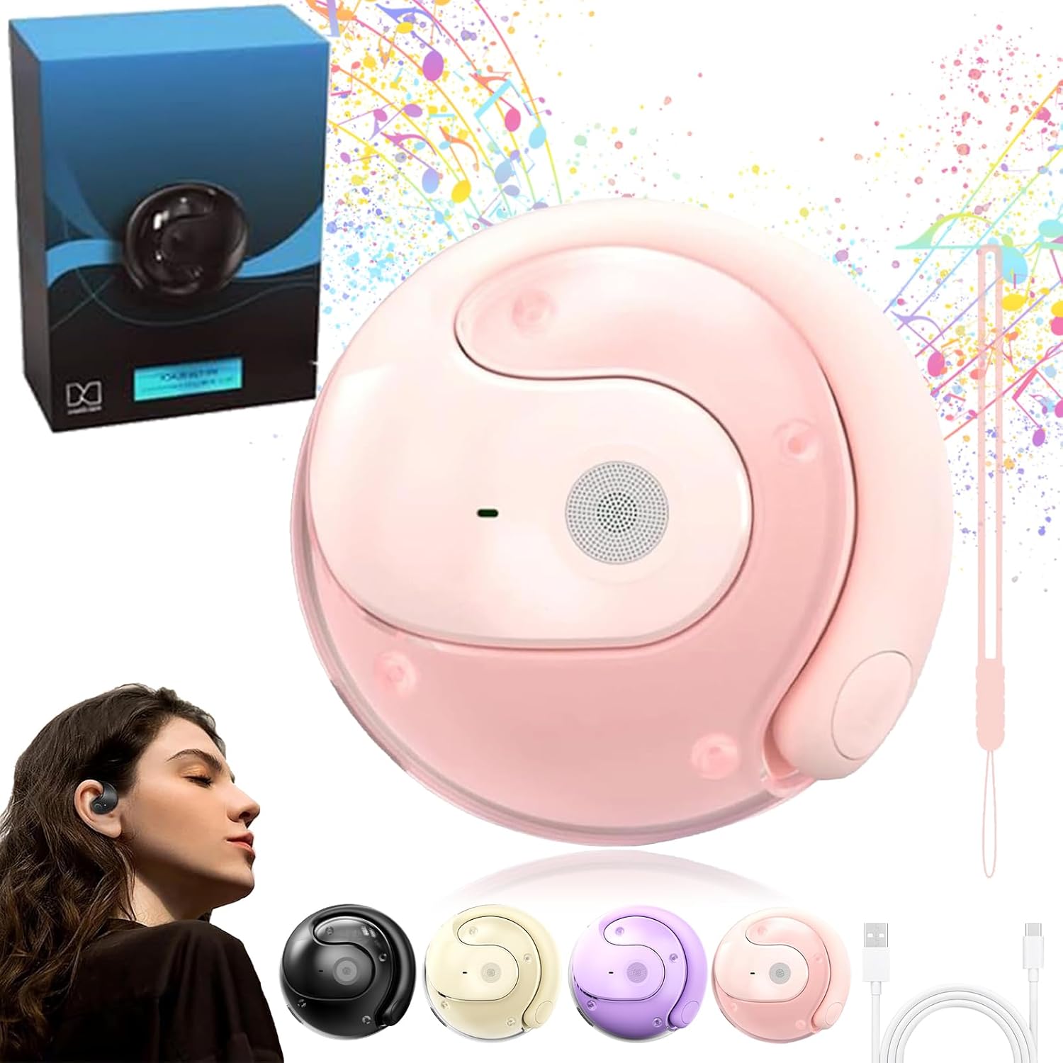 Hy-T26 Pro Translation Earbuds, Wireless Bluetooth Language Translator, AI Real-Time Translation Headphones, Supports 75+ Languages, Portable Translation Device for Travel and Learning (Pink)