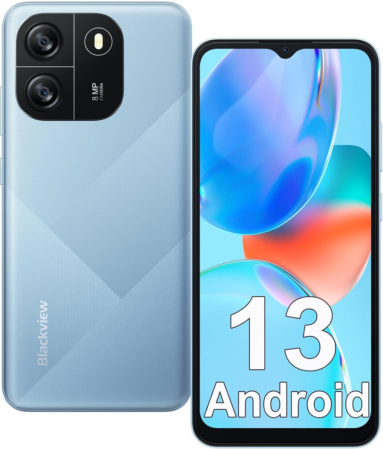 Blackview Wave 6C Android Phone Unlocked, Android 13 Cellphone, Octa-Core 5100mAh Unlocked Phone, 6.52″ HD+, 4GB+32GB/SD 1TB, 8MP+5MP Smartphones, 4G Dual T-Mobile, Face ID, GPS/OTG, 3.5mm Headjack